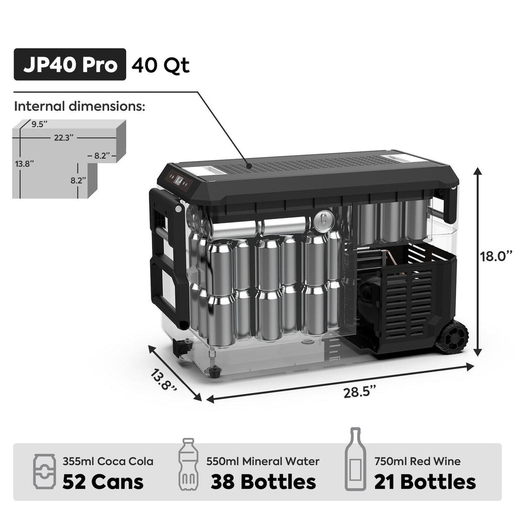 Inca Overland Outfitters JP40 PRO single zone portable freezer with cover, silver finish, 40L capacity from ICECO JP Pro Series.
