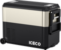 Inca Overland JP50 Pro Dual Zone Wheeled Car Fridge with Cover, 50-liter capacity, silver, from ICECO JP Pro Series.