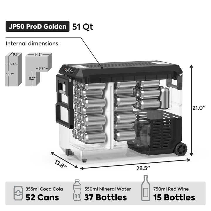 Inca Overland JP50 Pro Dual Zone Wheeled Car Fridge with cover, silver 50-liter capacity, part of ICECO JP Pro Series.