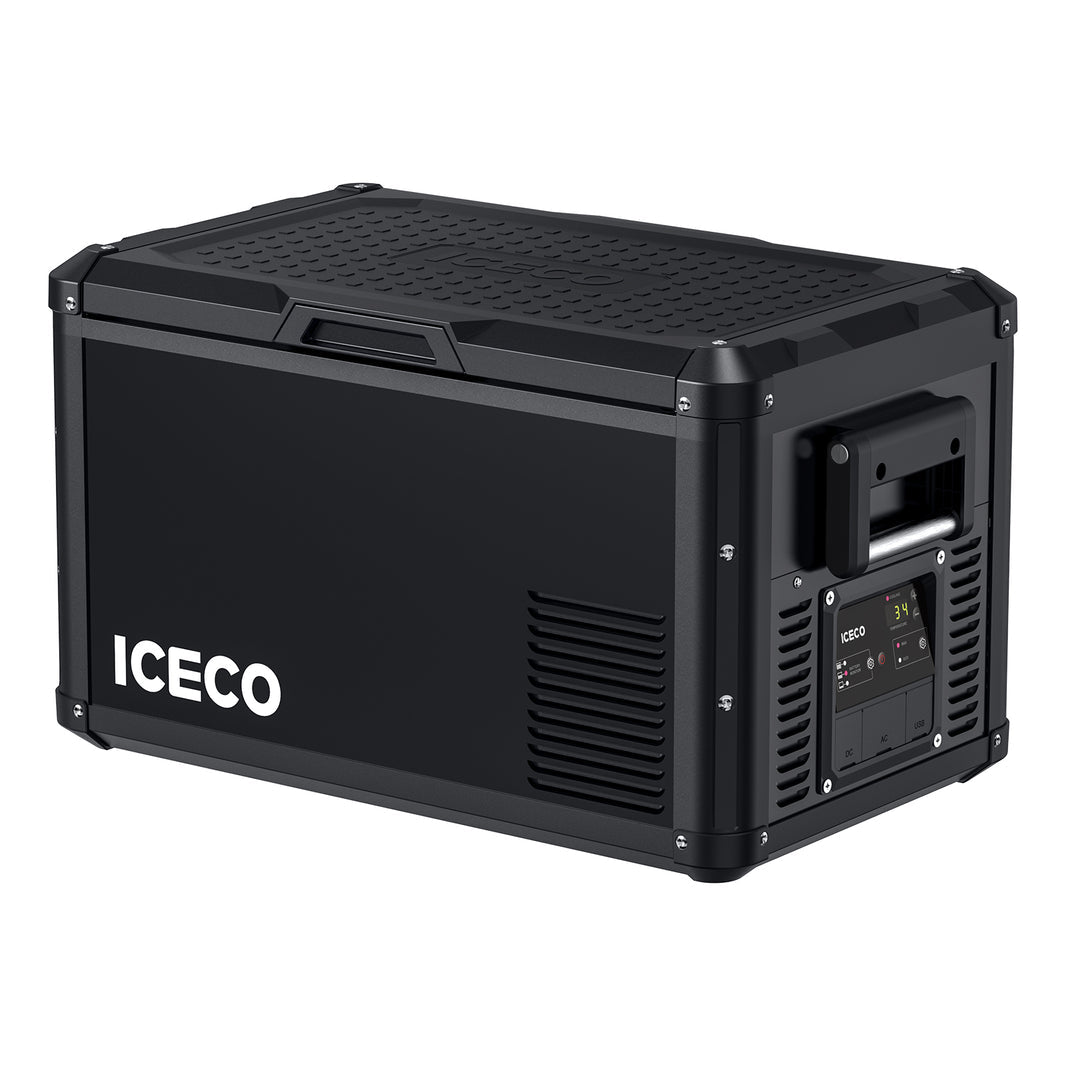 Inca Overland Outfitters VL35ProS portable fridge freezer with black exterior and 35-liter capacity, part of ICECO VL Pro Series.