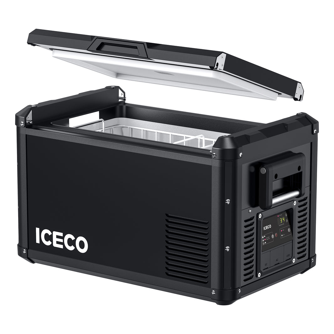 Inca Overland Outfitters VL Pro Series VL35ProS portable fridge freezer in black, 35-liter capacity with digital control.