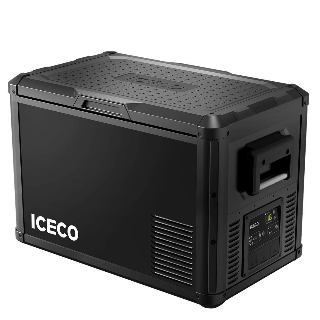Inca Overland Outfitters VL45ProS portable fridge freezer from ICECO, black 45-liter single zone compact refrigeration unit.