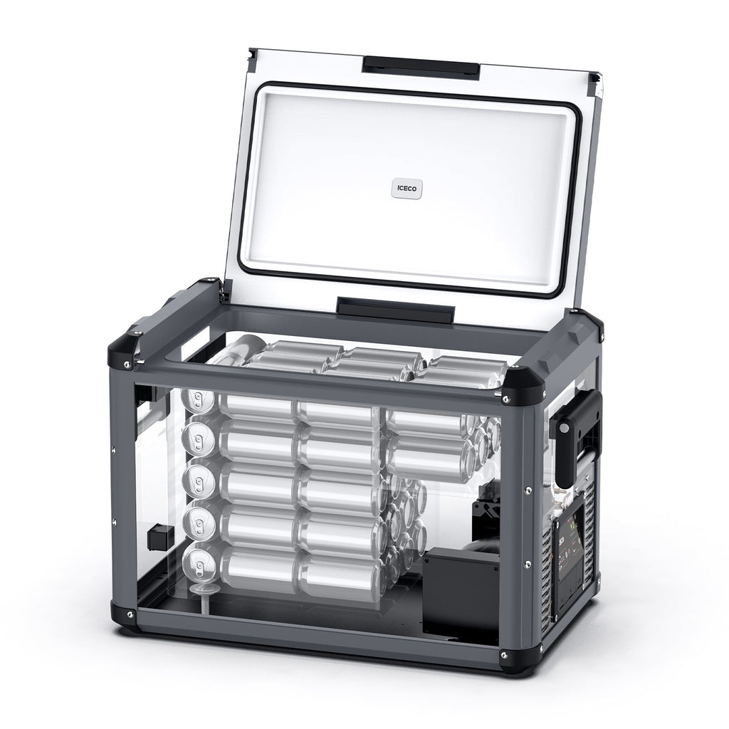 Inca Overland VL45ProS single zone portable fridge freezer by ICECO, black 45-liter compact fridge with digital display.