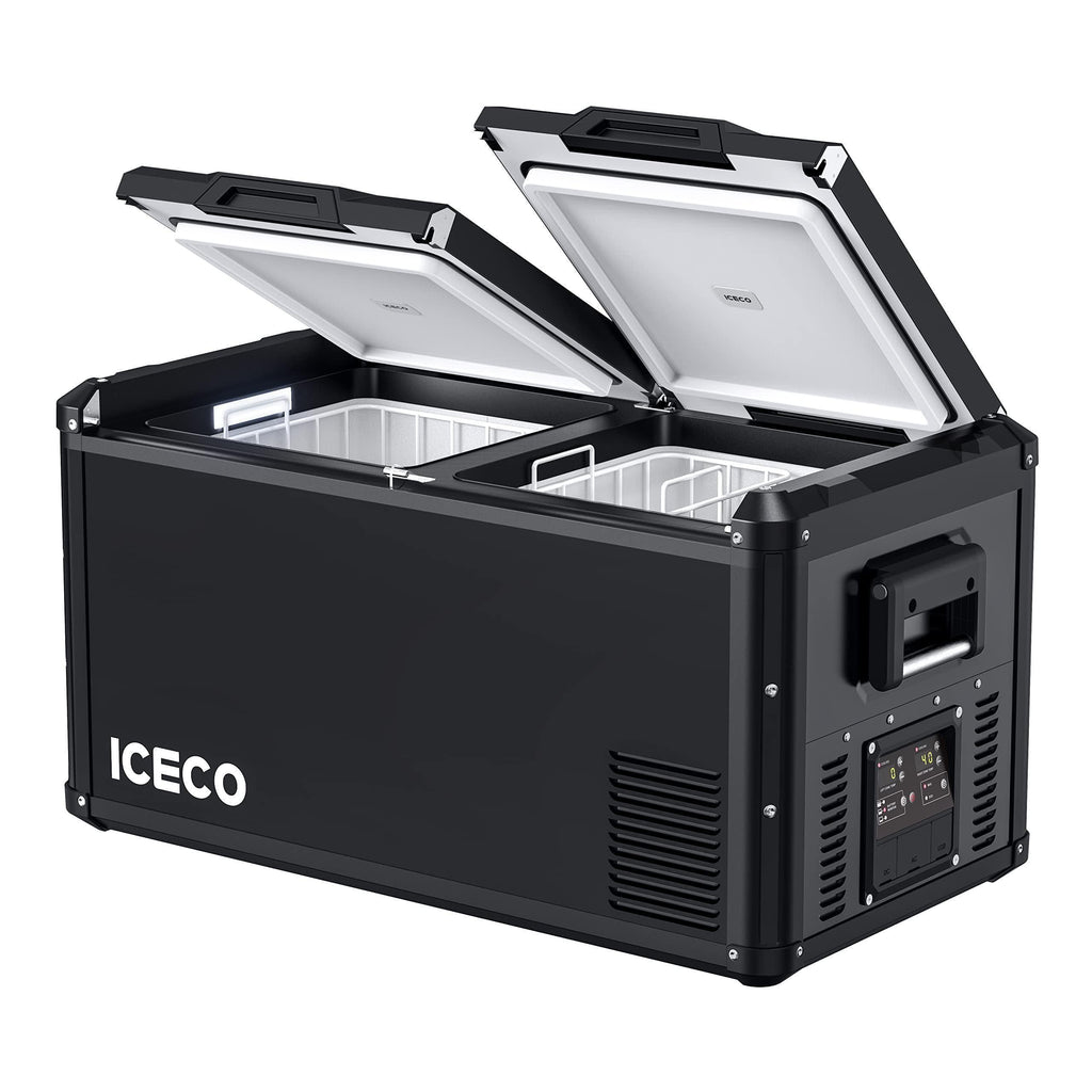 Inca Overland Outfitters VL75ProD 12V heavy-duty fridge freezer from ICECO, black, 75-liter capacity, part of VL Pro Series.