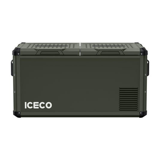 Inca Overland Outfitters VL75ProD 12V heavy-duty fridge freezer from ICECO, black 75-liter compact fridge for outdoor use.