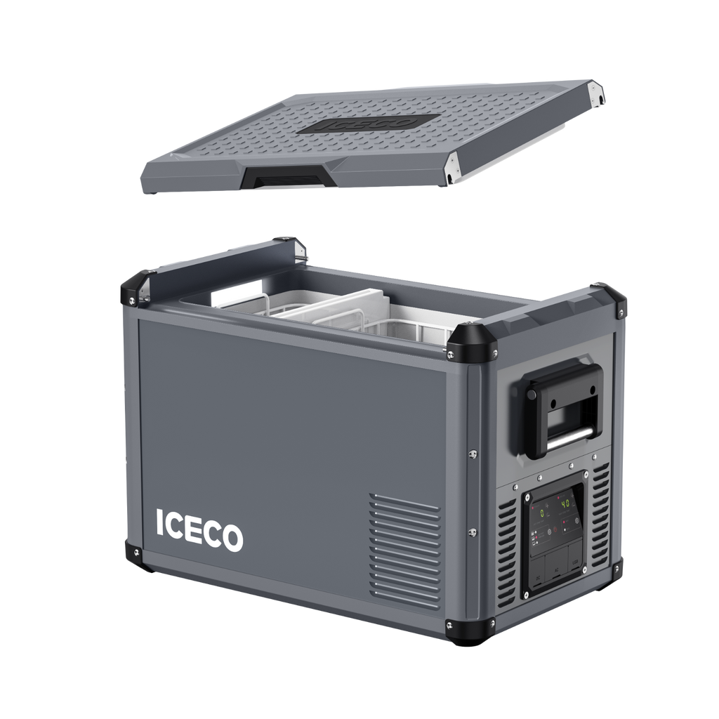 Inca Overland Outfitters VL45ProD dual zone portable freezer in gray, 35L and 45L capacity from ICECO VL Pro Series.