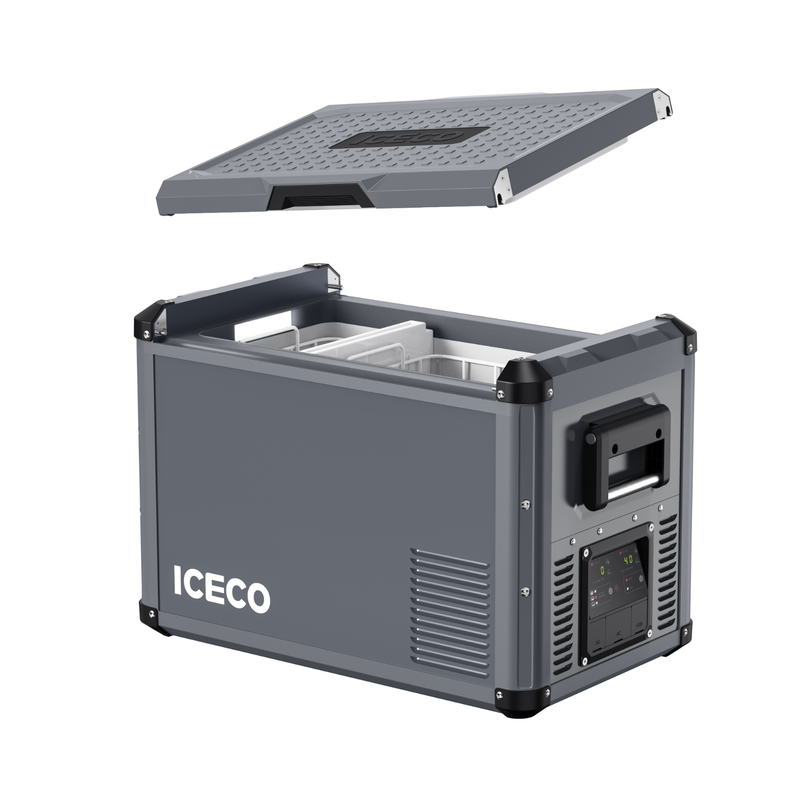 Inca Overland Outfitters VL45ProD dual zone portable freezer in gray, 35L and 45L capacity from ICECO VL Pro Series.