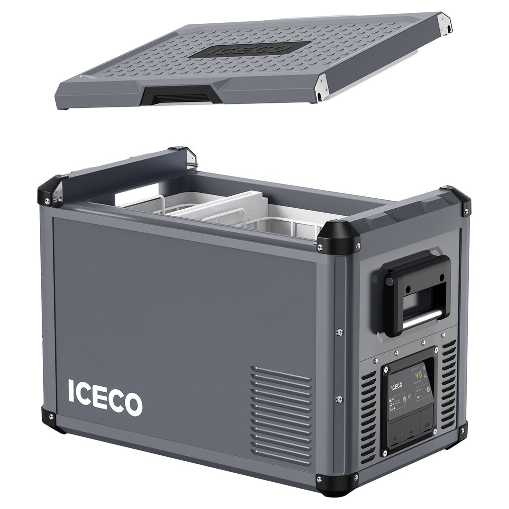 Gray VL45ProS portable fridge freezer from ICECO, 45L capacity, single-zone design, part of the VL Pro Series by Inca Overland Outfitters.