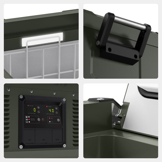Inca Overland Outfitters VL75ProD Olive 12V Heavy Duty Fridge Freezer from ICECO, 75L capacity, durable design for outdoor use