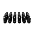 Matte black steel lug nuts and four locking lug nuts accessory set by SSW Offroad® for vehicle wheels.
