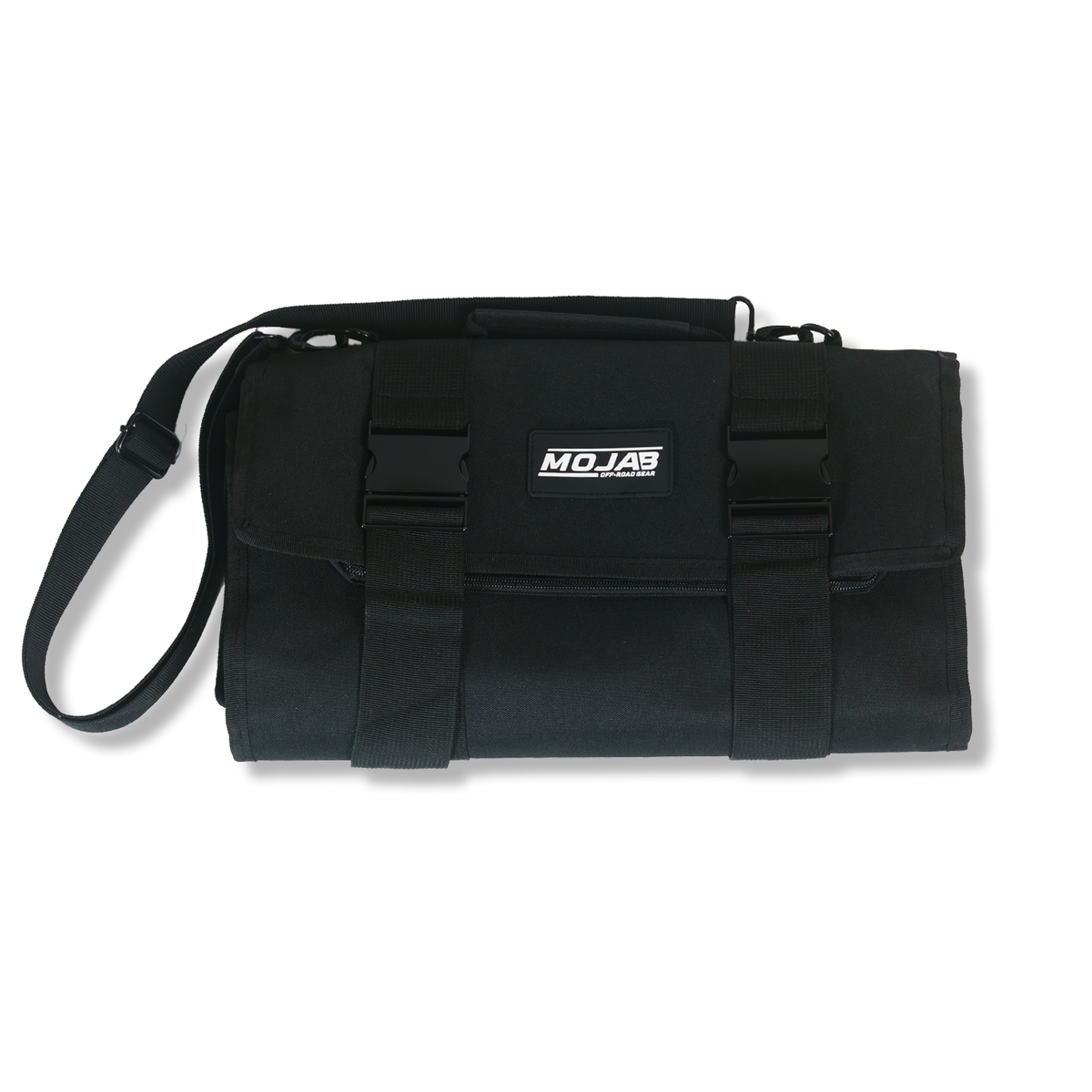 Red MOJAB OFFROAD large canvas tool organizer bag with five removable pouches and sturdy handles.