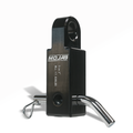 Black 2-inch aluminum hitch receiver by MOJAB OFFROAD, designed for durable towing with lifetime warranty