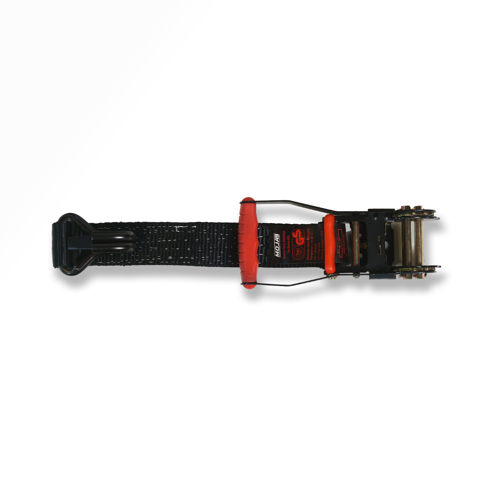 MOJAB OFFROAD 2" x 10' ratchet tie-down with closed hook and 2" x 39" axle tie-down set of 4 for secure cargo fastening