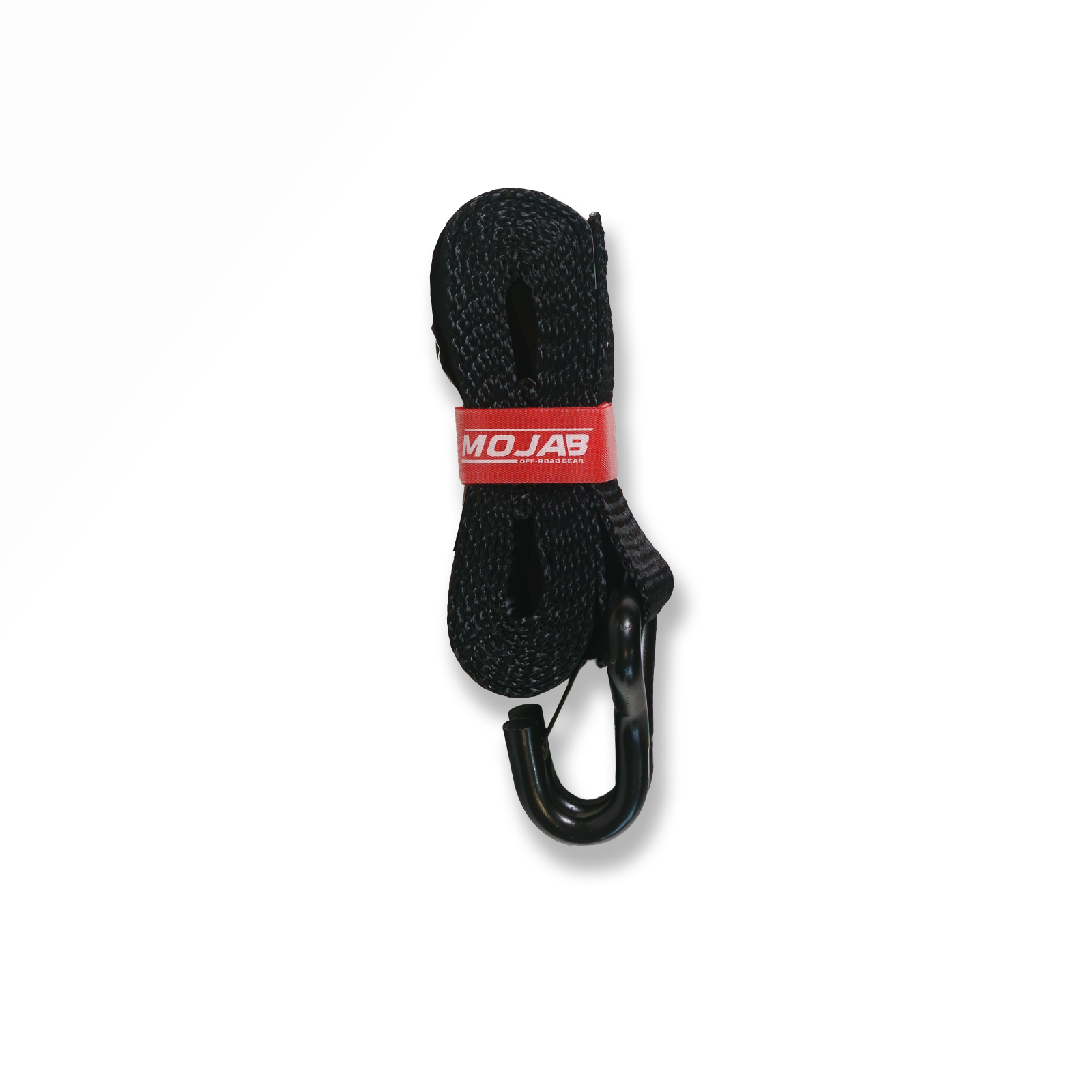 MOJAB OFFROAD 2" x 10' ratchet tie-down with closed hook and 2" x 39" axle tie-down set of 4 for secure vehicle transport.
