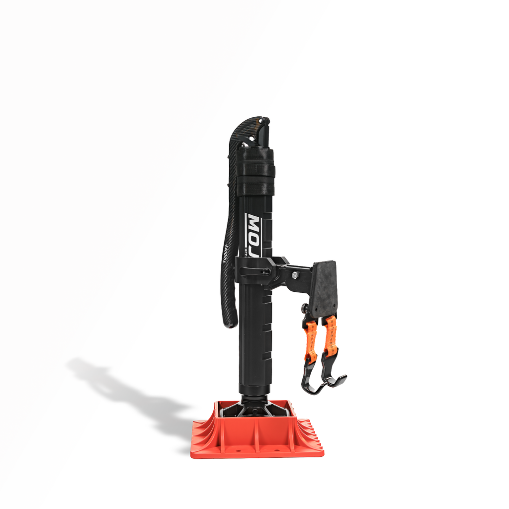 MOJAB OFFROAD Extended Jack Base showing a durable metal support with textured surface for off-road vehicle stability.