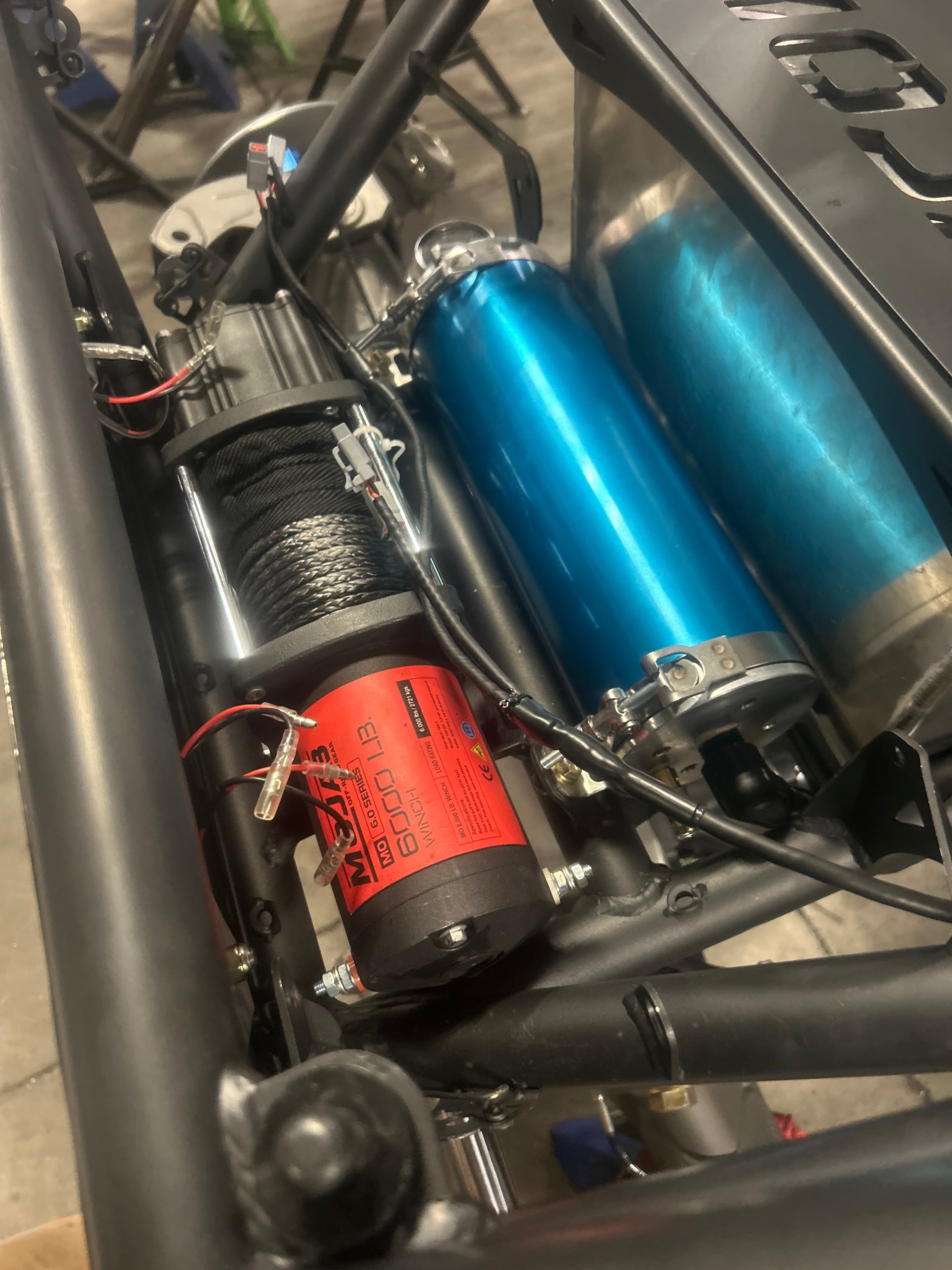 MOJAB OFFROAD MO6.0 Series Electric Winch with steel cable and control box for off-road vehicle recovery.