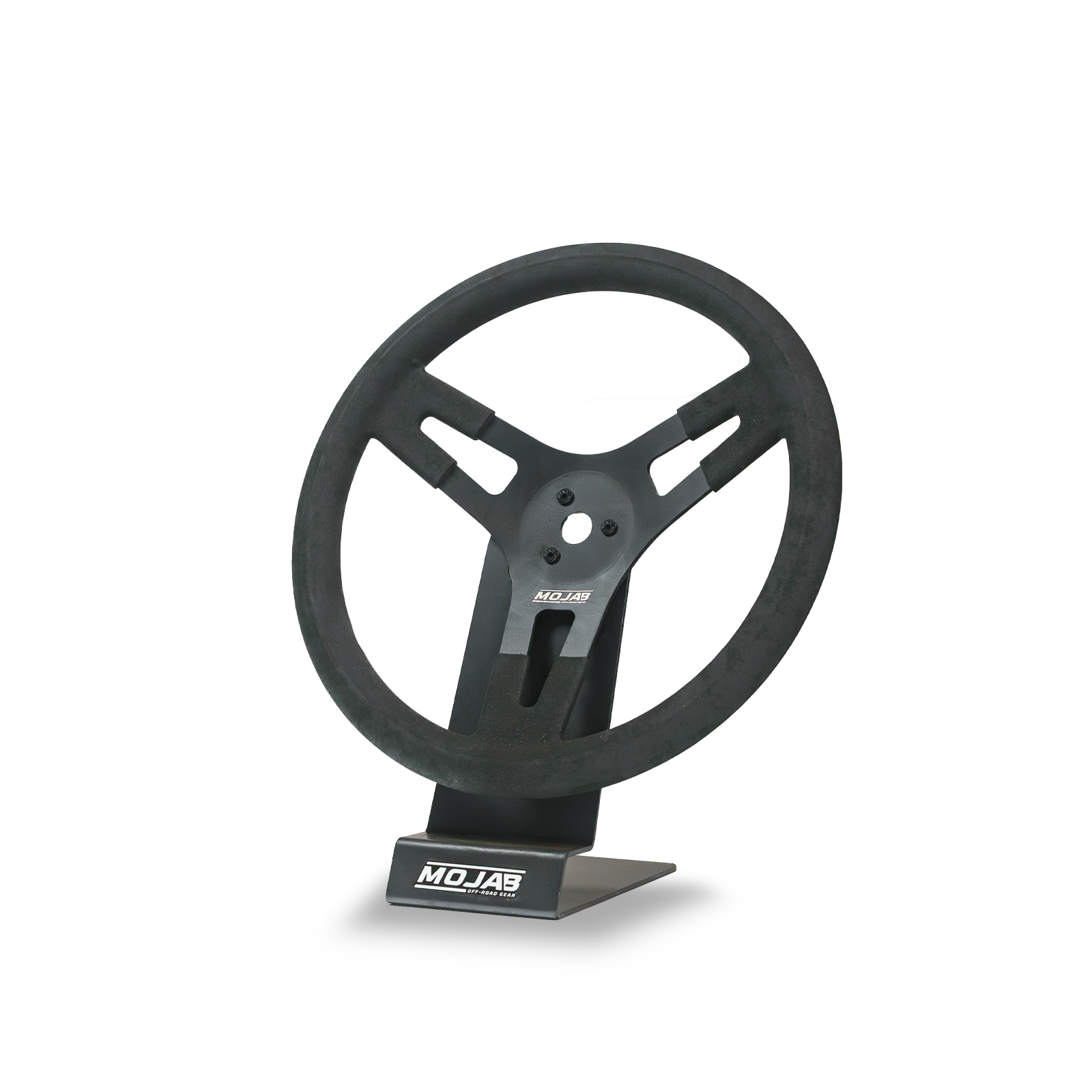 MOJAB OFFROAD 13-inch steel steering wheel with 3-bolt pattern for off-road vehicles, shown in black with mounting holes.
