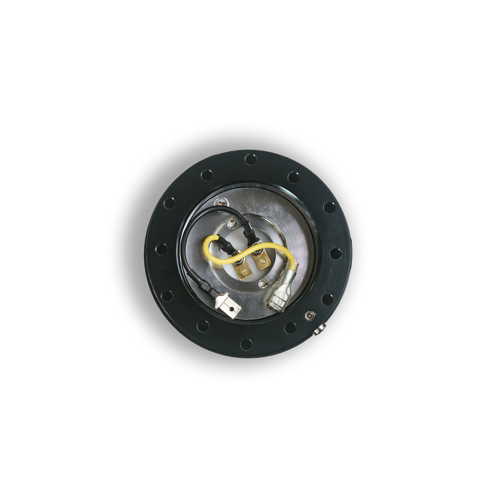 MOJAB OFFROAD quick release steering wheel hub with black metal construction and secure locking mechanism.