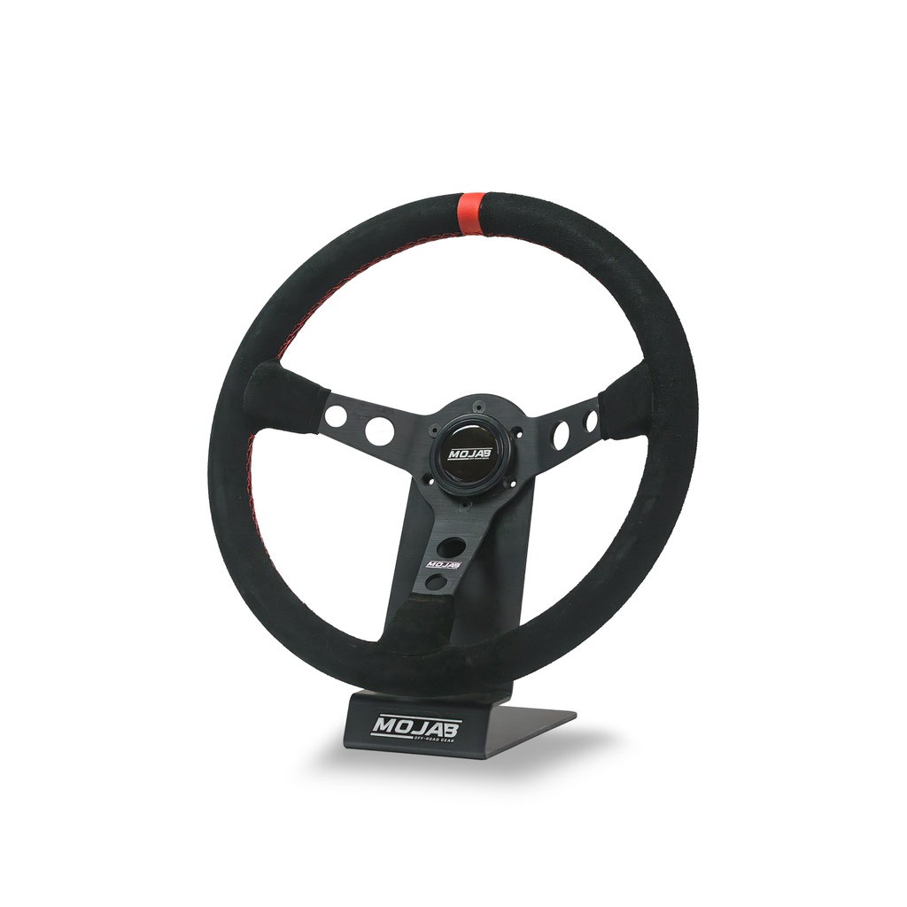 Deep dish 13.5-inch MOJAB OFFROAD steering wheel in leather or suede, featuring a stylish, ergonomic design for off-road vehicles.