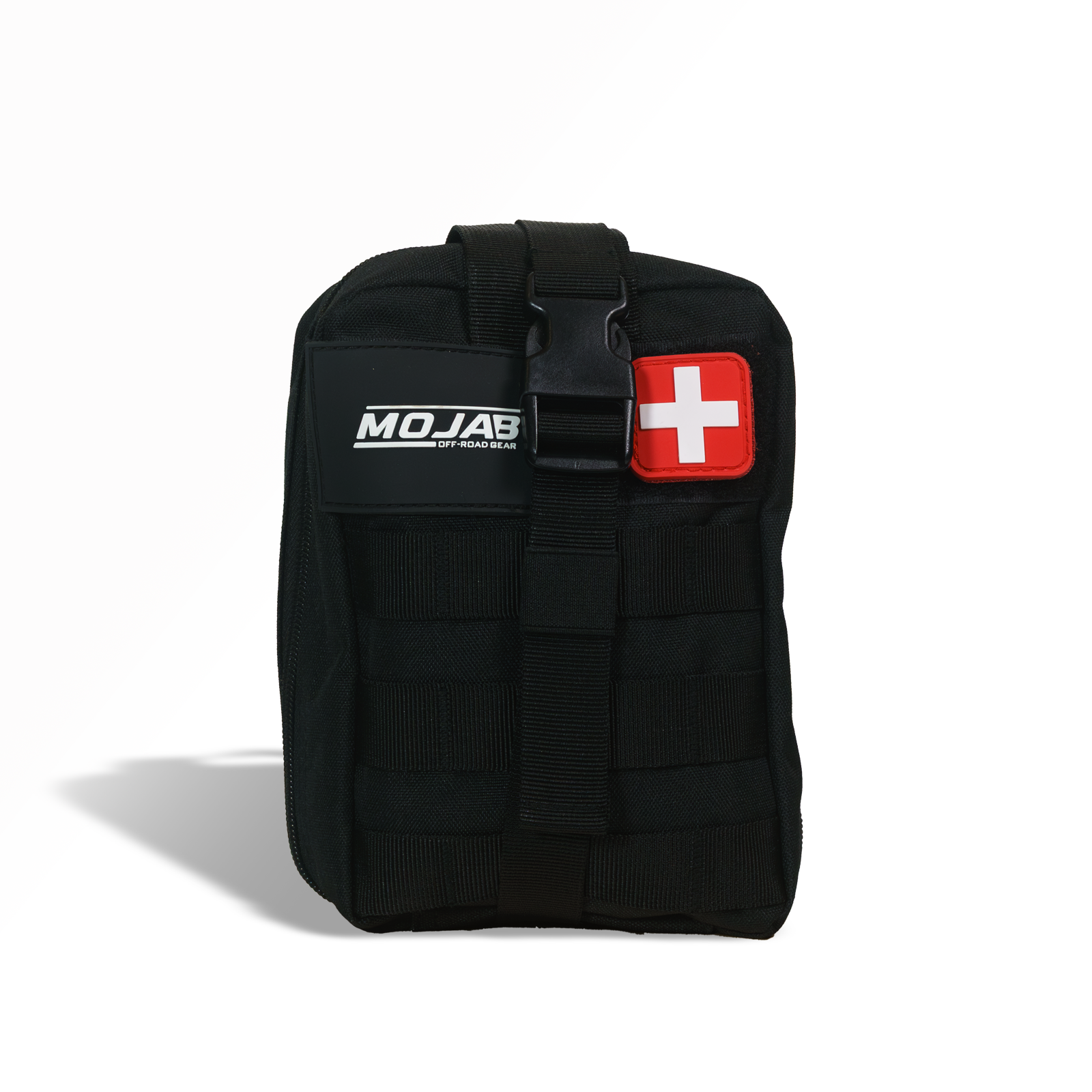 Red MOJAB OFFROAD 151-piece recovery first aid kit with various medical supplies for emergency recovery situations.