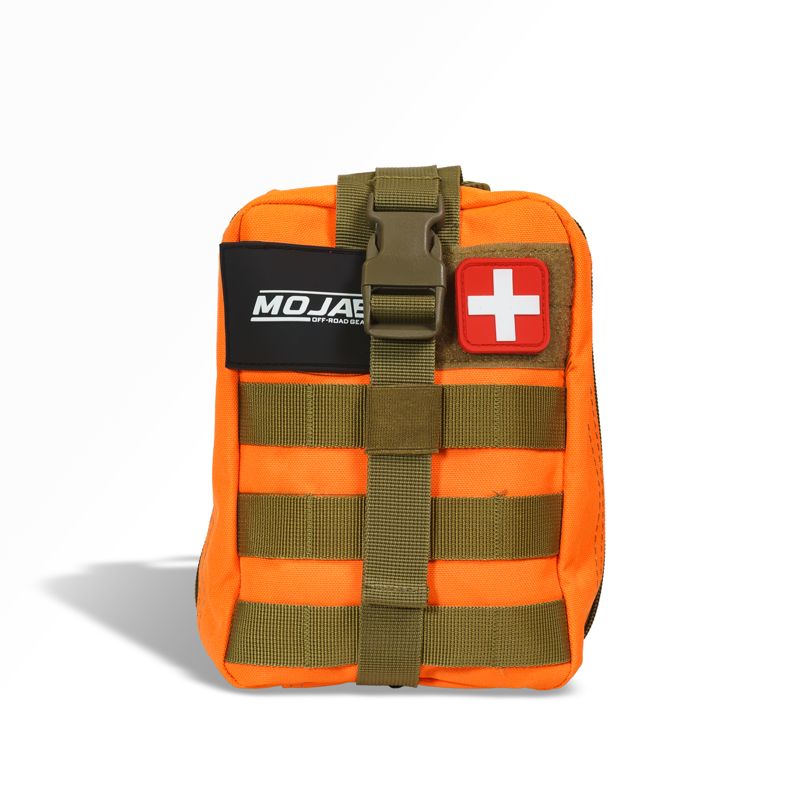 Red MOJAB OFFROAD recovery kit with 151 pieces, including first aid supplies and tools for emergency first aid and vehicle recovery.