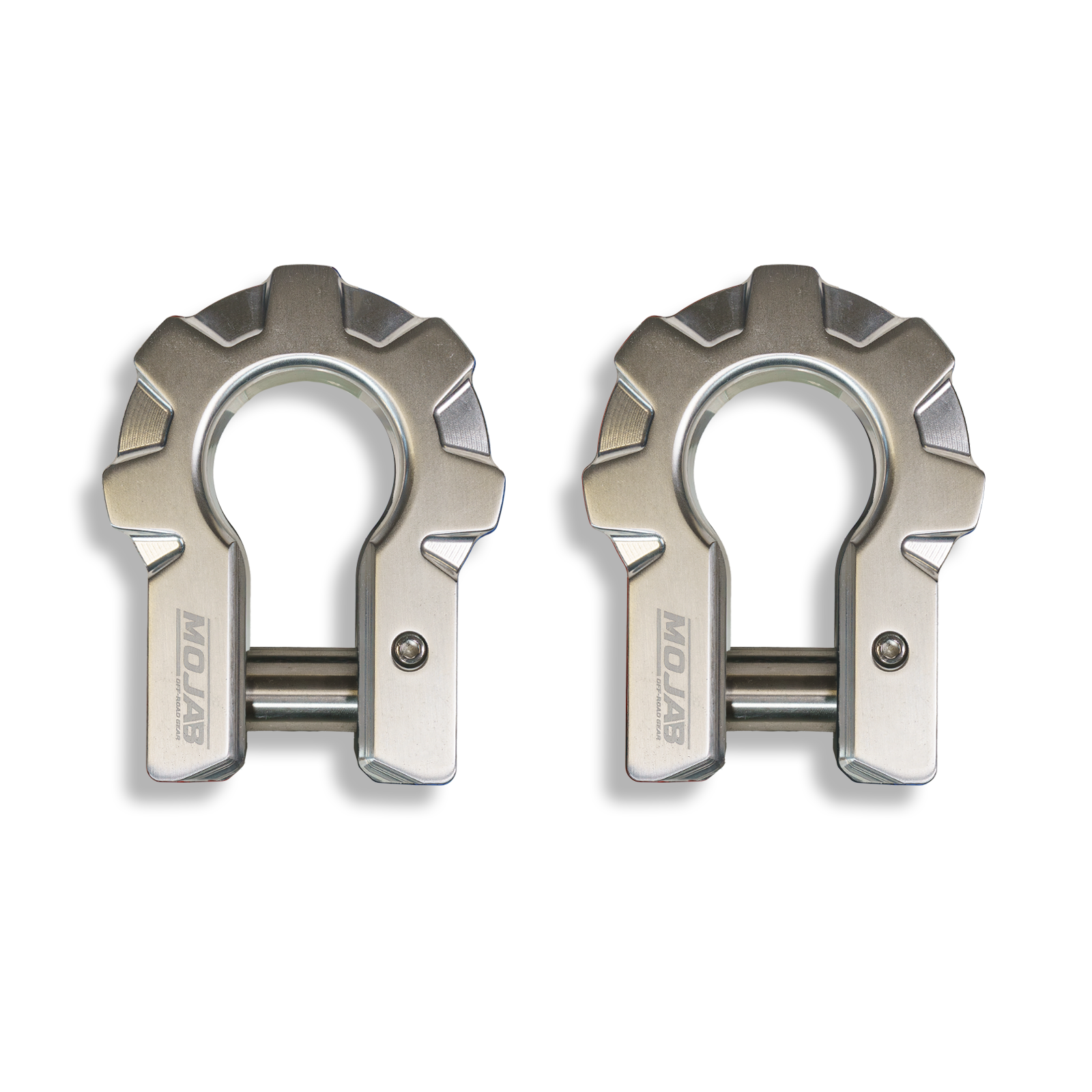 Red MOJAB OFFROAD 3/4-inch extreme duty aluminum D-shackle set with ceramic coating, 9-ton capacity, and lifetime warranty.