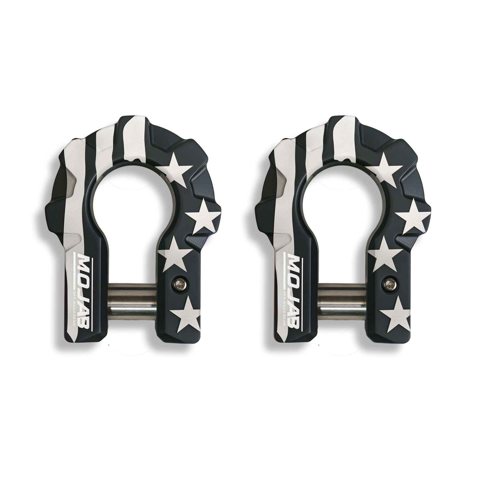 Red 3/4-inch aluminum D-shackle set by MOJAB OFFROAD, extreme duty ceramic-coated shackles for off-road recovery and towing.