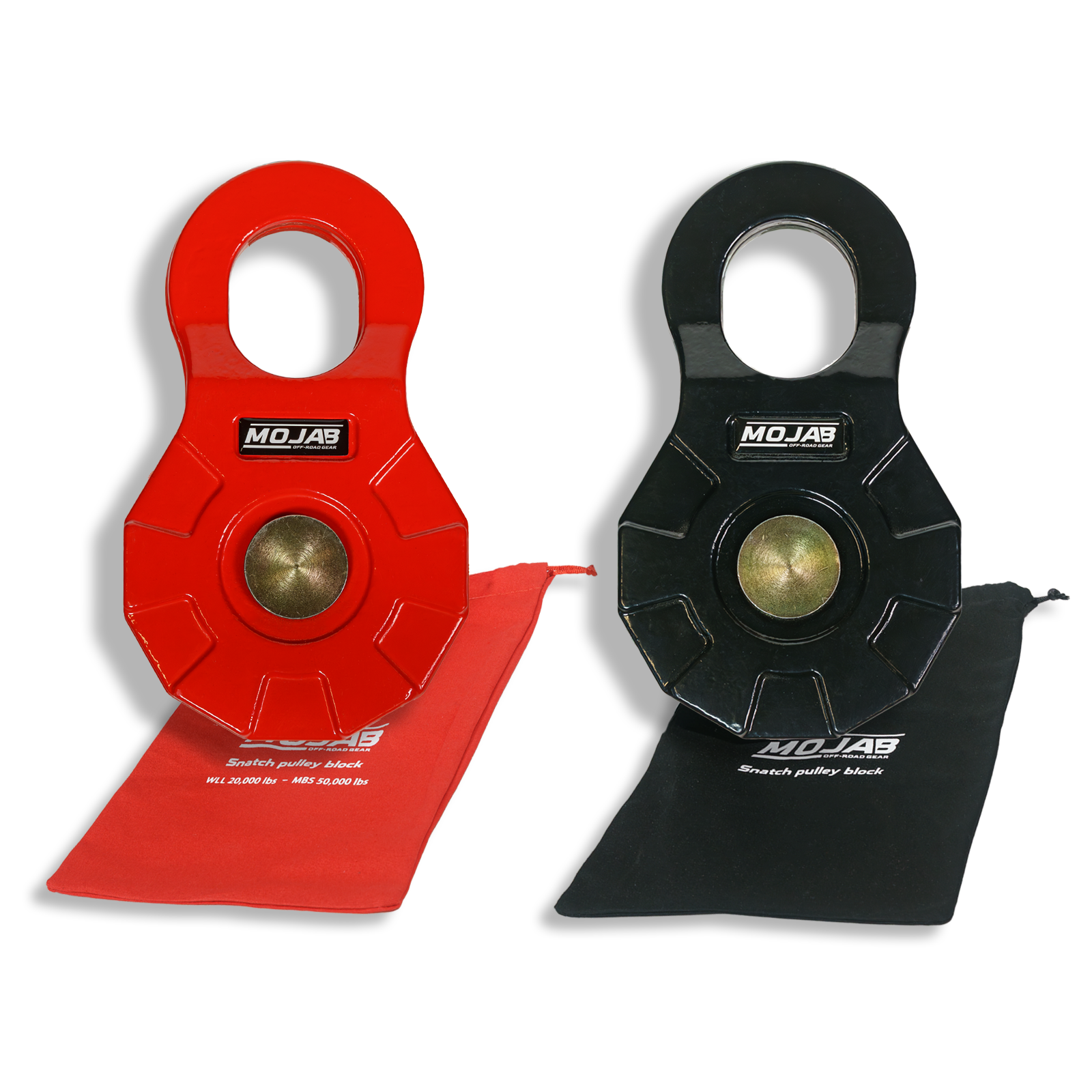 Black MOJAB OFFROAD Snatch Pulley Block for off-road recovery and winching applications.