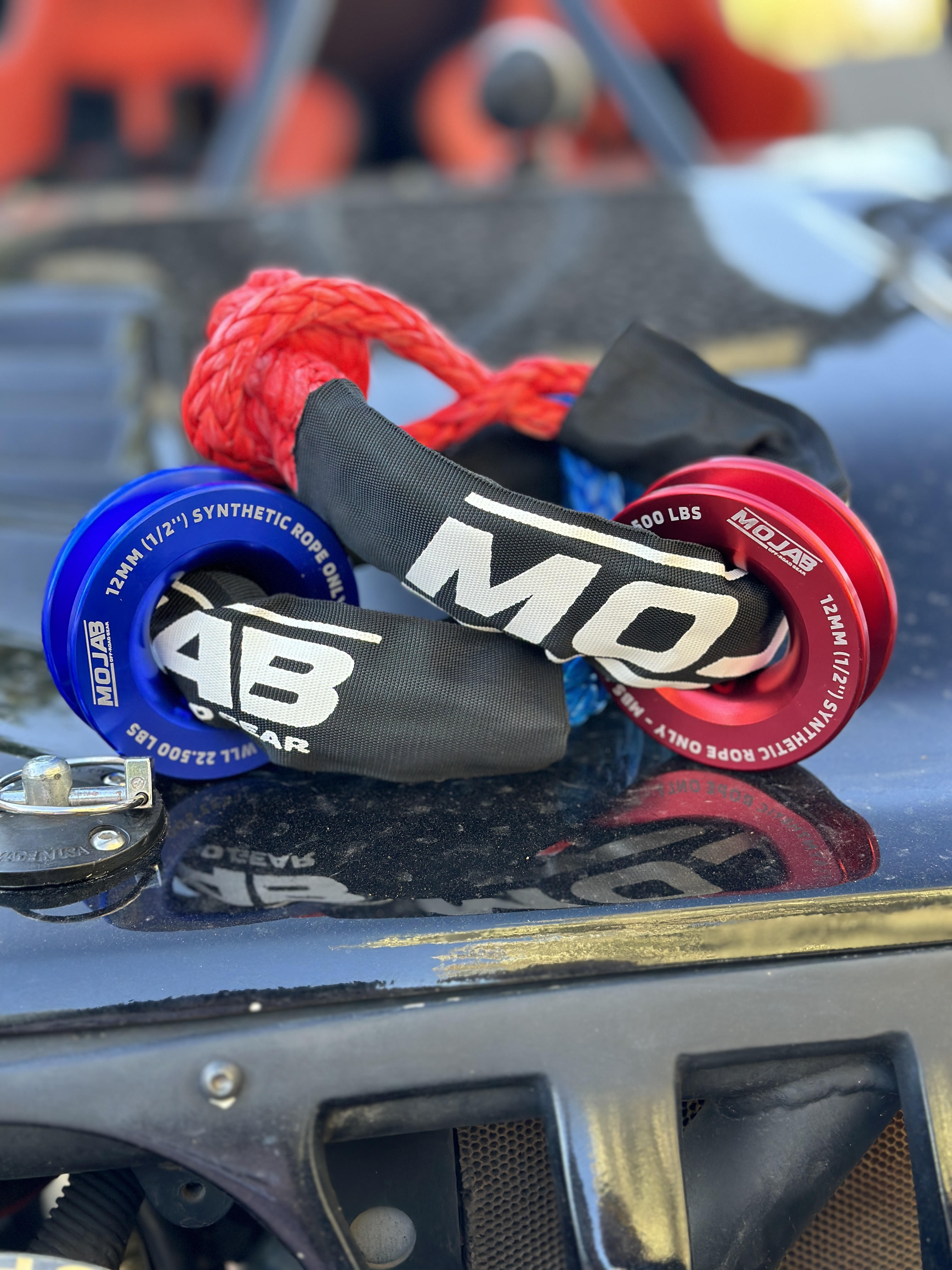 MOJAB OFFROAD snatch ring with American flag design, 3.8-inch diameter, durable steel construction, lifetime warranty.