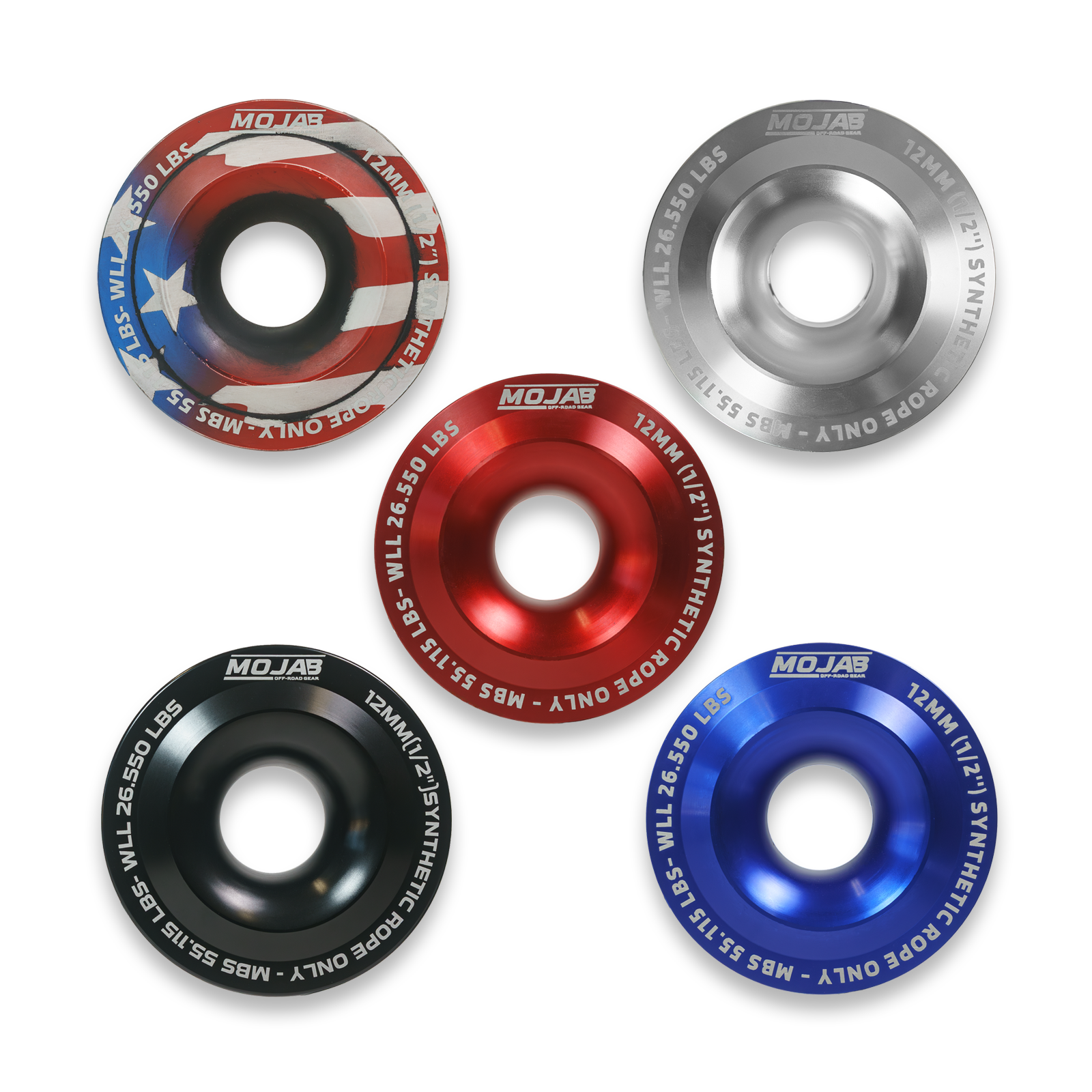 Black XL Snatch Ring by MOJAB OFFROAD, 4.7-inch diameter, durable steel construction with lifetime warranty.