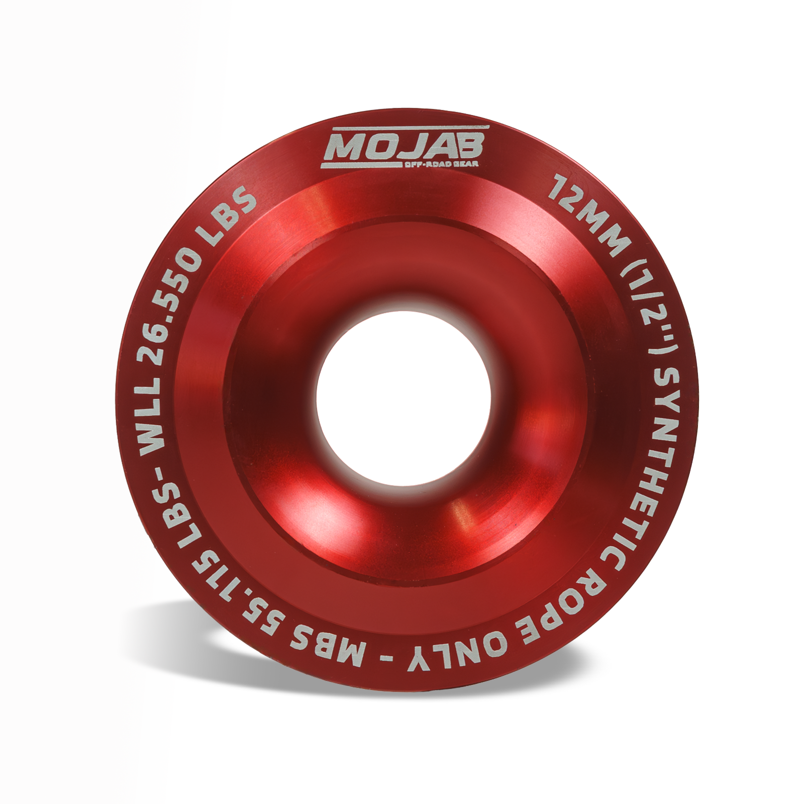 Black XL Snatch Ring from MOJAB OFFROAD, 4.7-inch diameter, durable steel with lifetime warranty, designed for off-road vehicle recovery.