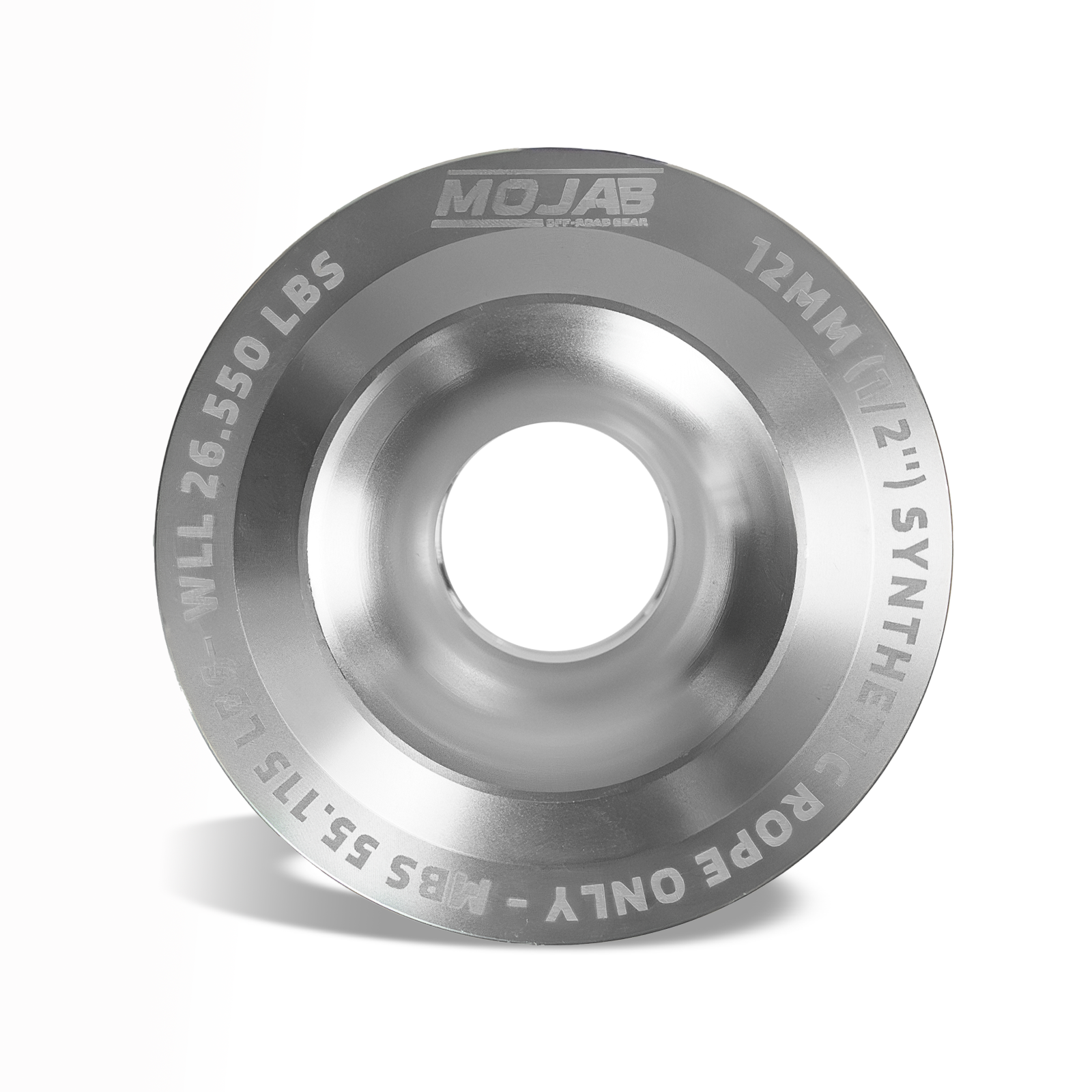Black XL Snatch Ring from MOJAB OFFROAD with 4.7-inch diameter, designed for heavy-duty off-road use, includes lifetime warranty.