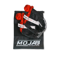 Set of two MOJAB OFFROAD red soft shackles, 1/2 inch by 24 inches with sleeves and storage bags, durable off-road recovery gear.