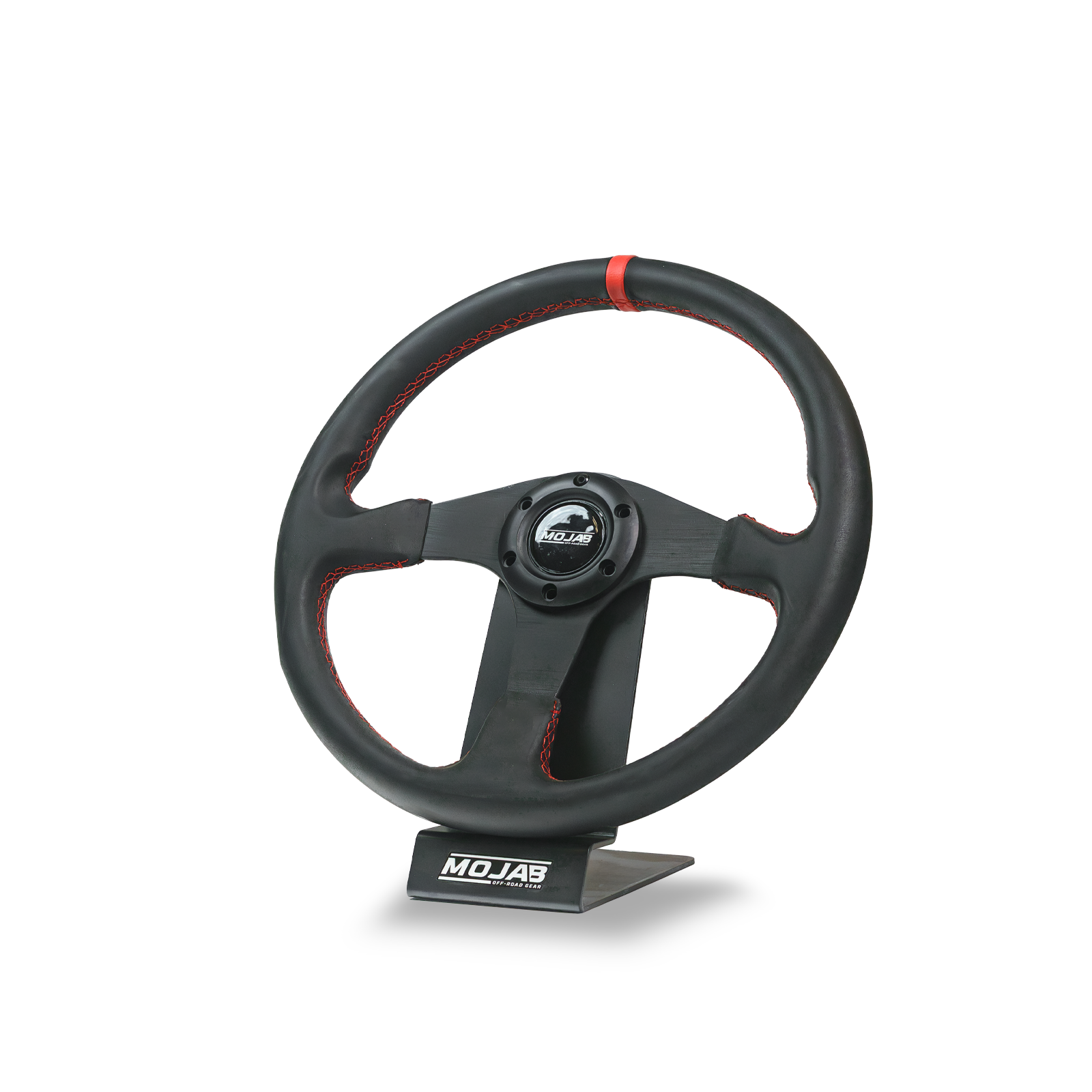 13.5-inch MOJAB OFFROAD flat steering wheel with leather or suede cover, featuring a sleek design and ergonomic grip.