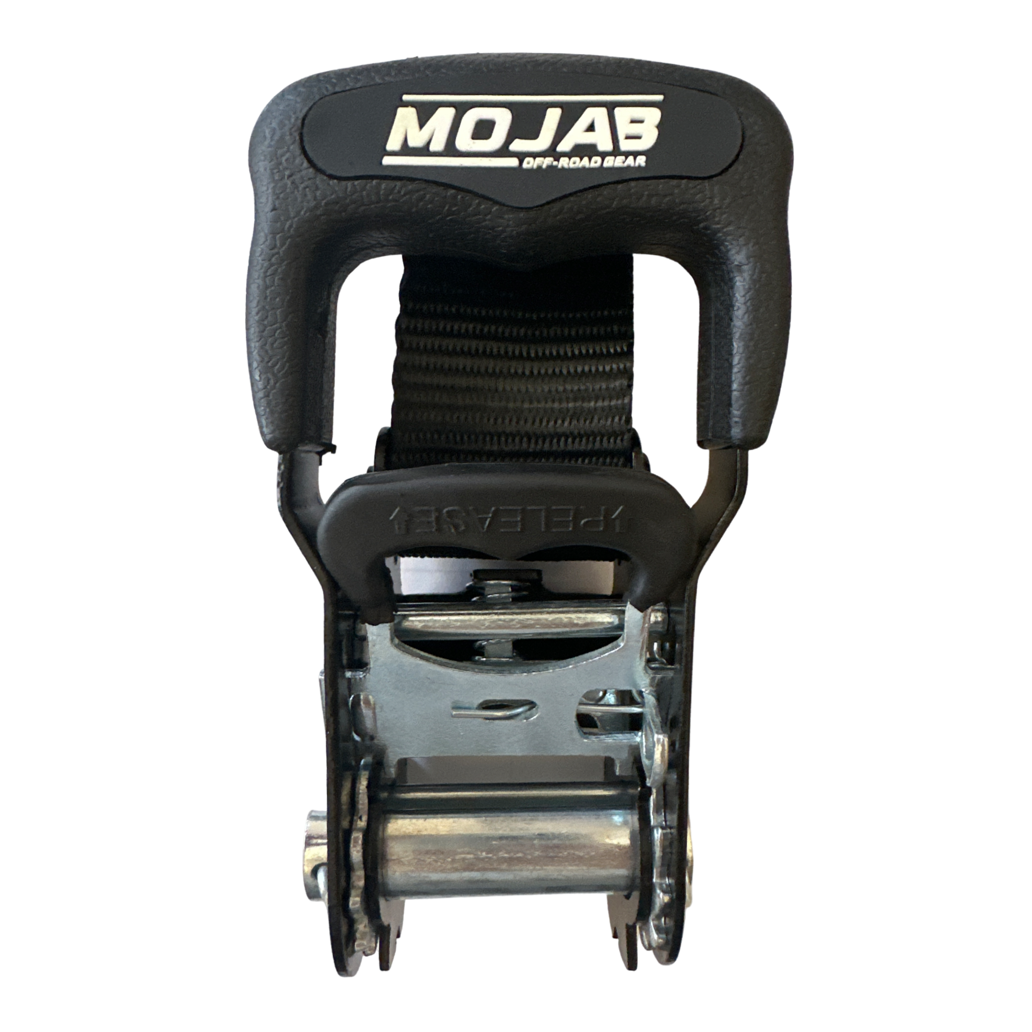 MOJAB OFFROAD 1.6" x 15' ratchet tie-down set with closed hooks, pack of 4, suitable for securing cargo.