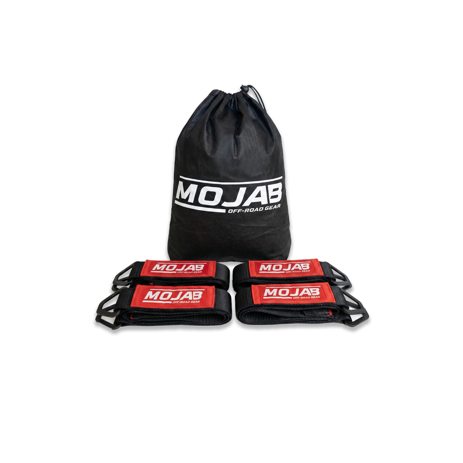 MOJAB OFFROAD 2x39-inch axle tie-down straps with rings, pack of 4, durable cargo securement with lifetime warranty
