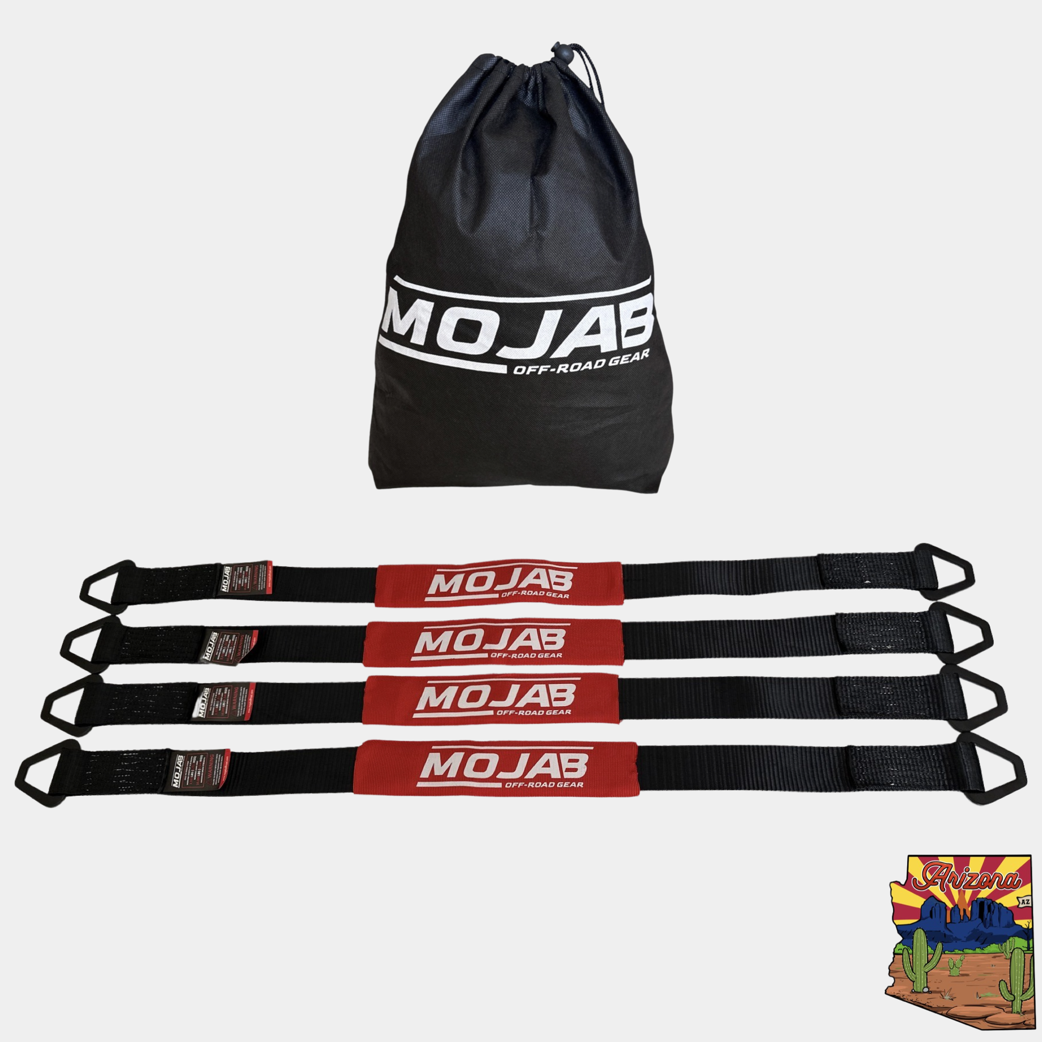 MOJAB OFFROAD 2x39-inch axle tie-downs with rings, pack of 4, durable straps for securing off-road vehicles
