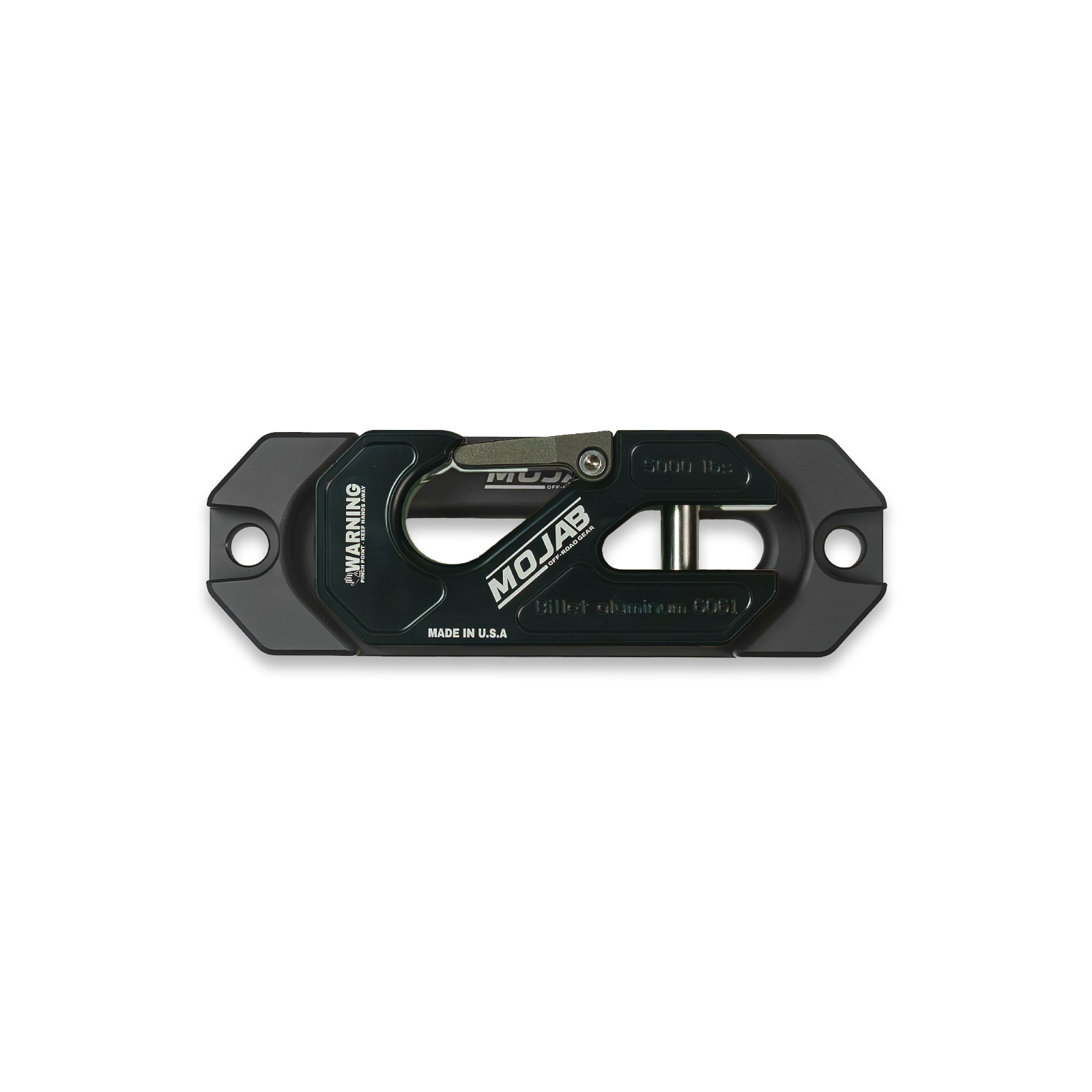Red MOJAB OFFROAD side-by-side UTV aluminum recessed winch shackle with fairlead kit, featuring a durable design and lifetime warranty.