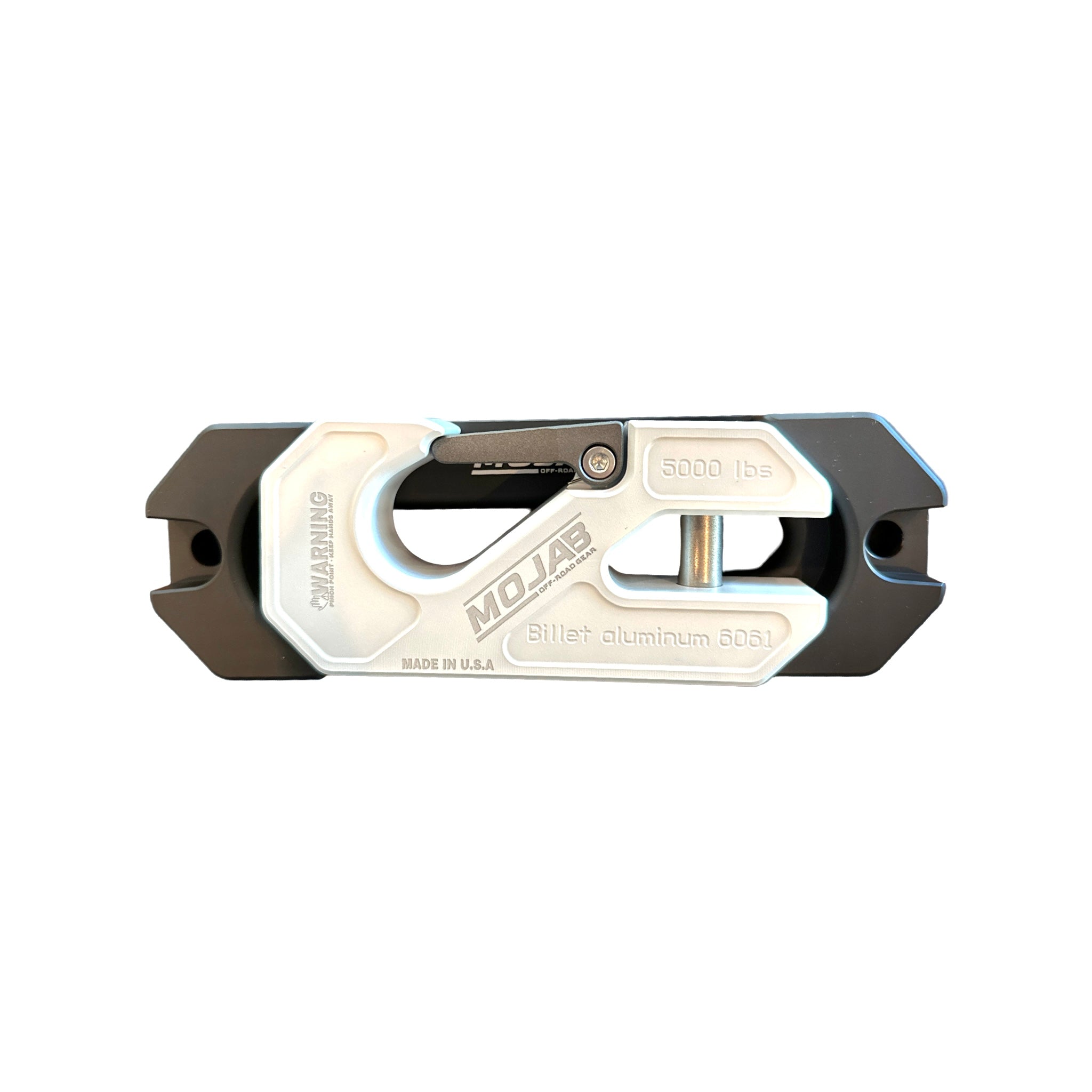 Red MOJAB OFFROAD UTV aluminum recessed winch shackle with fairlead kit, designed for side-by-side vehicles, with lifetime warranty