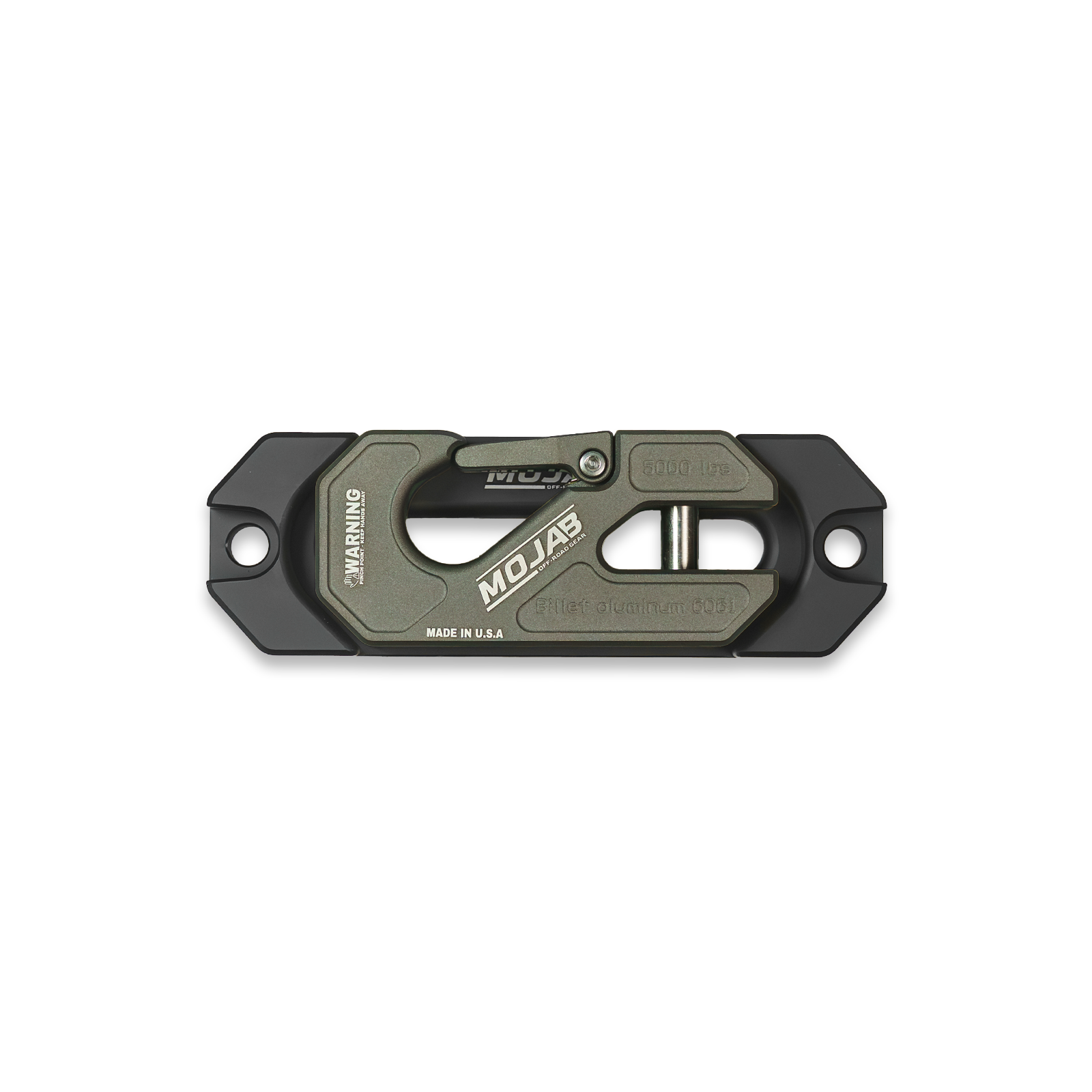 Red aluminum side-by-side UTV winch shackle with fairlead kit by Mojab Offroad, featuring recessed design and lifetime warranty