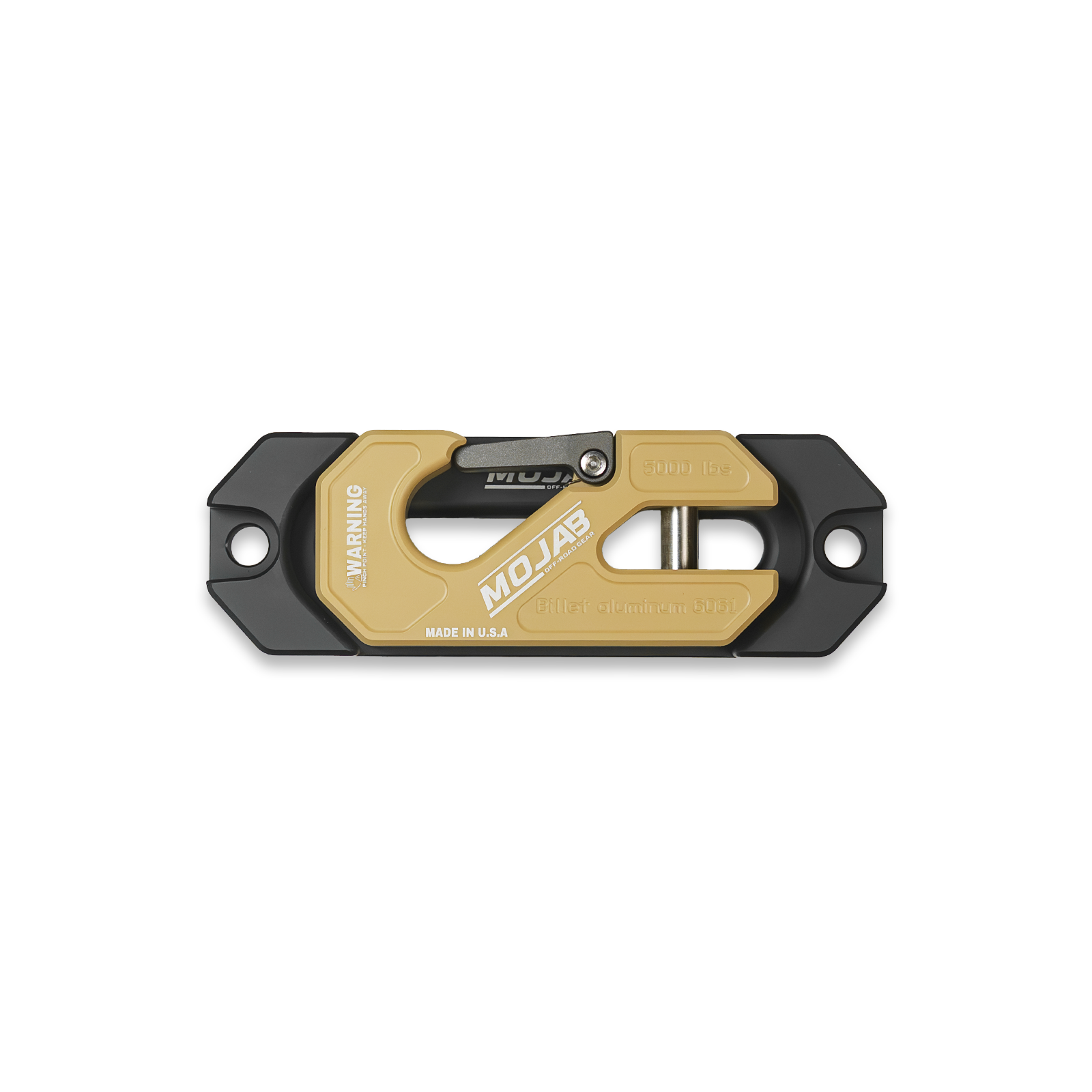 Red aluminum UTV winch shackle with fairlead kit from MOJAB OFFROAD, designed for side-by-side off-road vehicles.