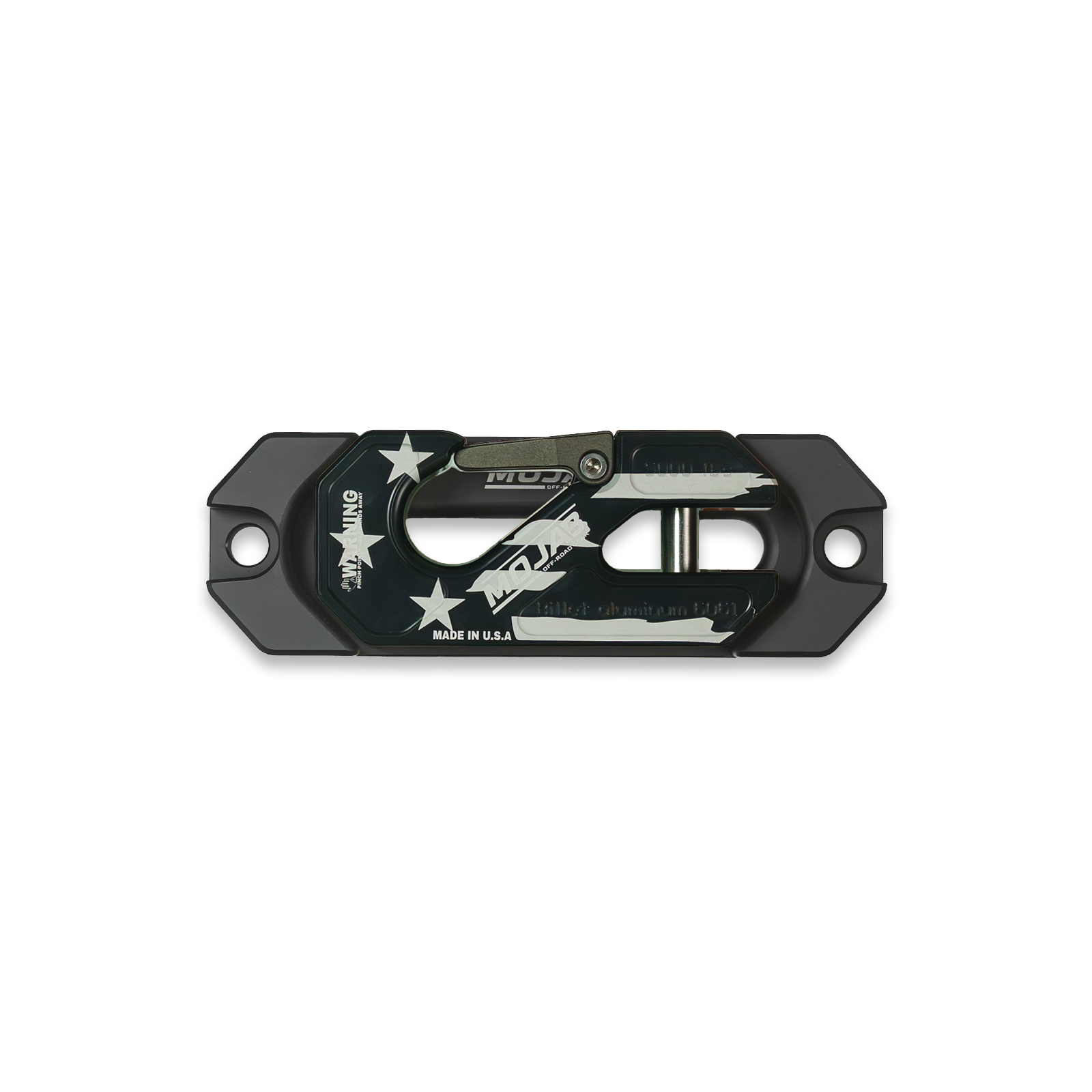 Red MOJAB OFFROAD side by side UTV aluminum recessed winch shackle with fairlead kit, durable and designed for off-road recovery.