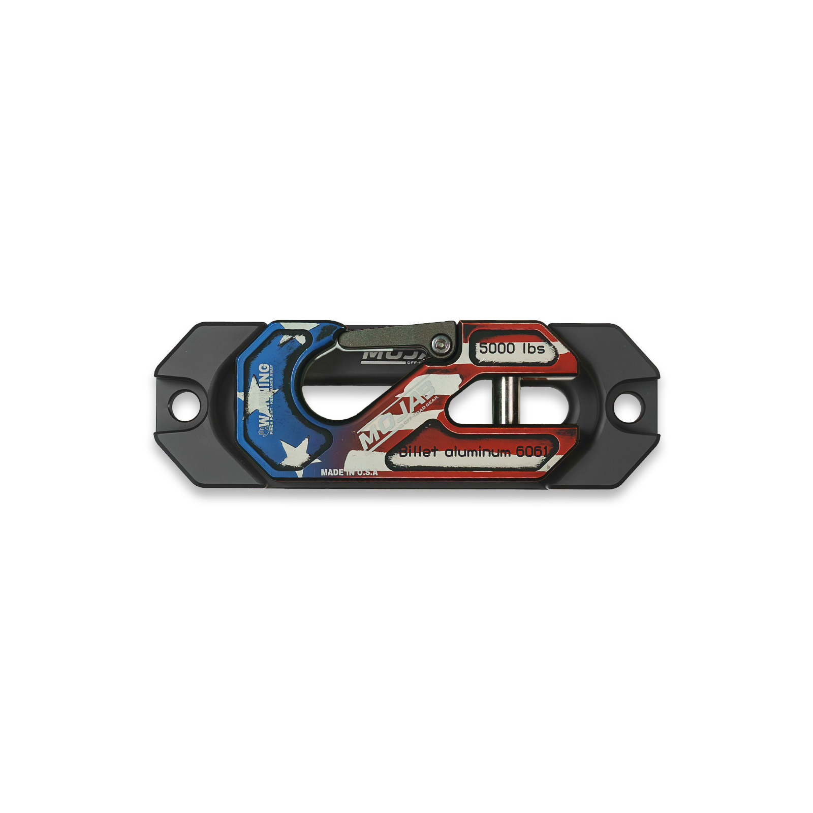 Red MOJAB OFFROAD side-by-side UTV aluminum recessed winch shackle with fairlead kit, durable and designed for off-road recovery.