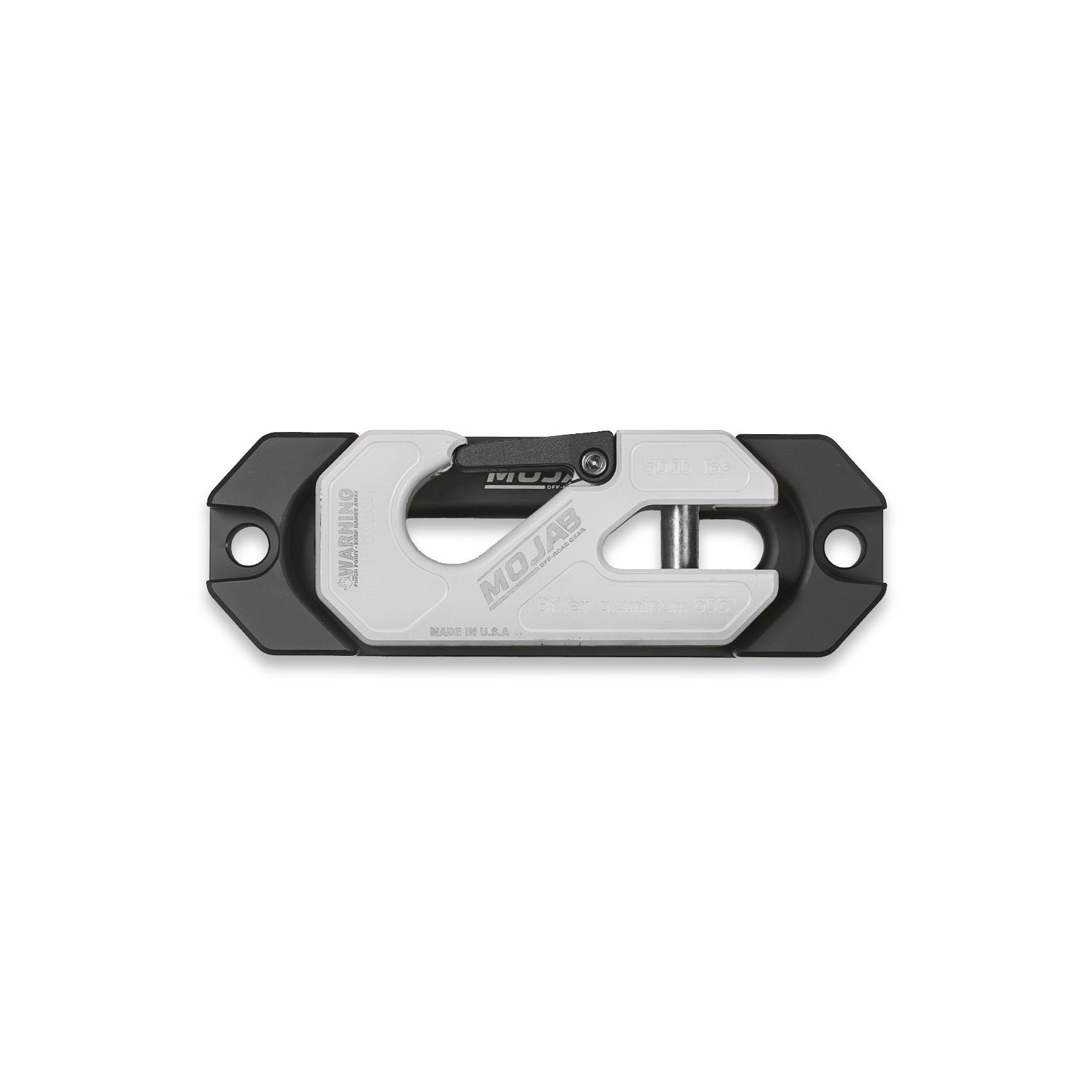 Red MOJAB OFFROAD aluminum winch shackle with fairlead kit for side-by-side UTVs, featuring a recessed design and lifetime warranty.