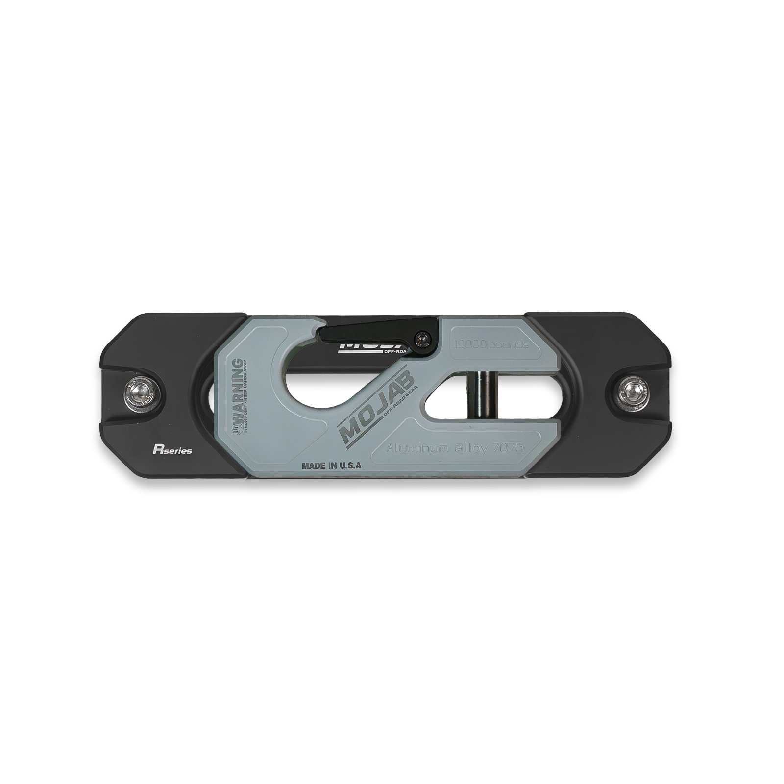 Yellow aluminum recessed winch shackle with fairlead kit from MOJAB OFFROAD, designed for easy integration and durability.