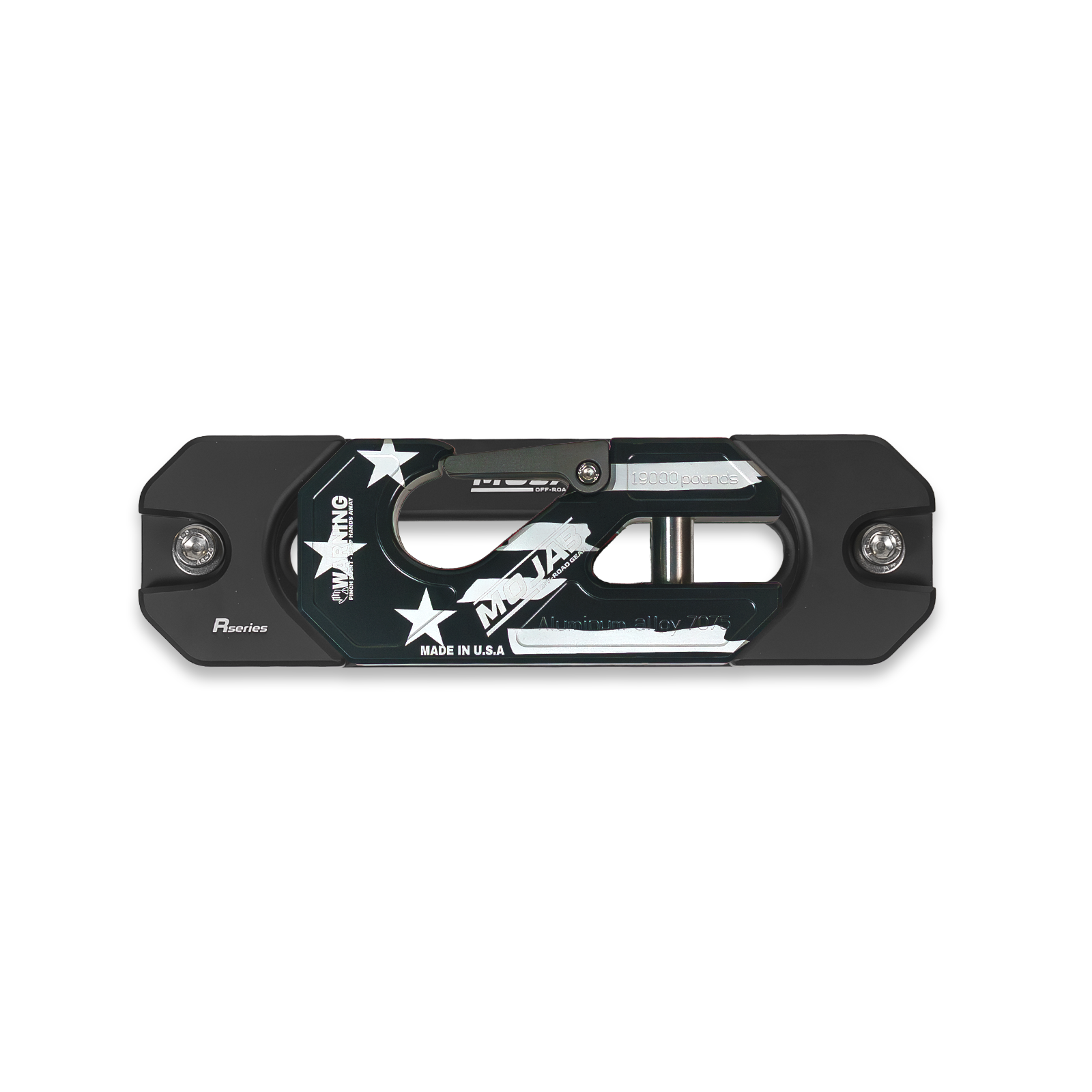 Yellow aluminum recessed winch shackle with fairlead kit by MOJAB OFFROAD, designed for off-road winch recovery.