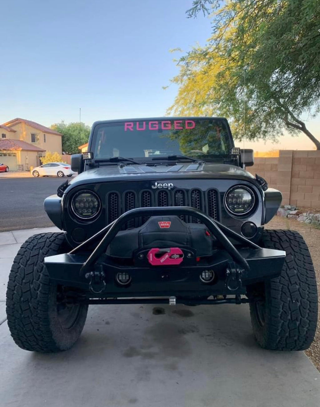 Yellow aluminum recessed winch shackle with fairlead kit from MOJAB OFFROAD, designed for heavy-duty off-road winching.