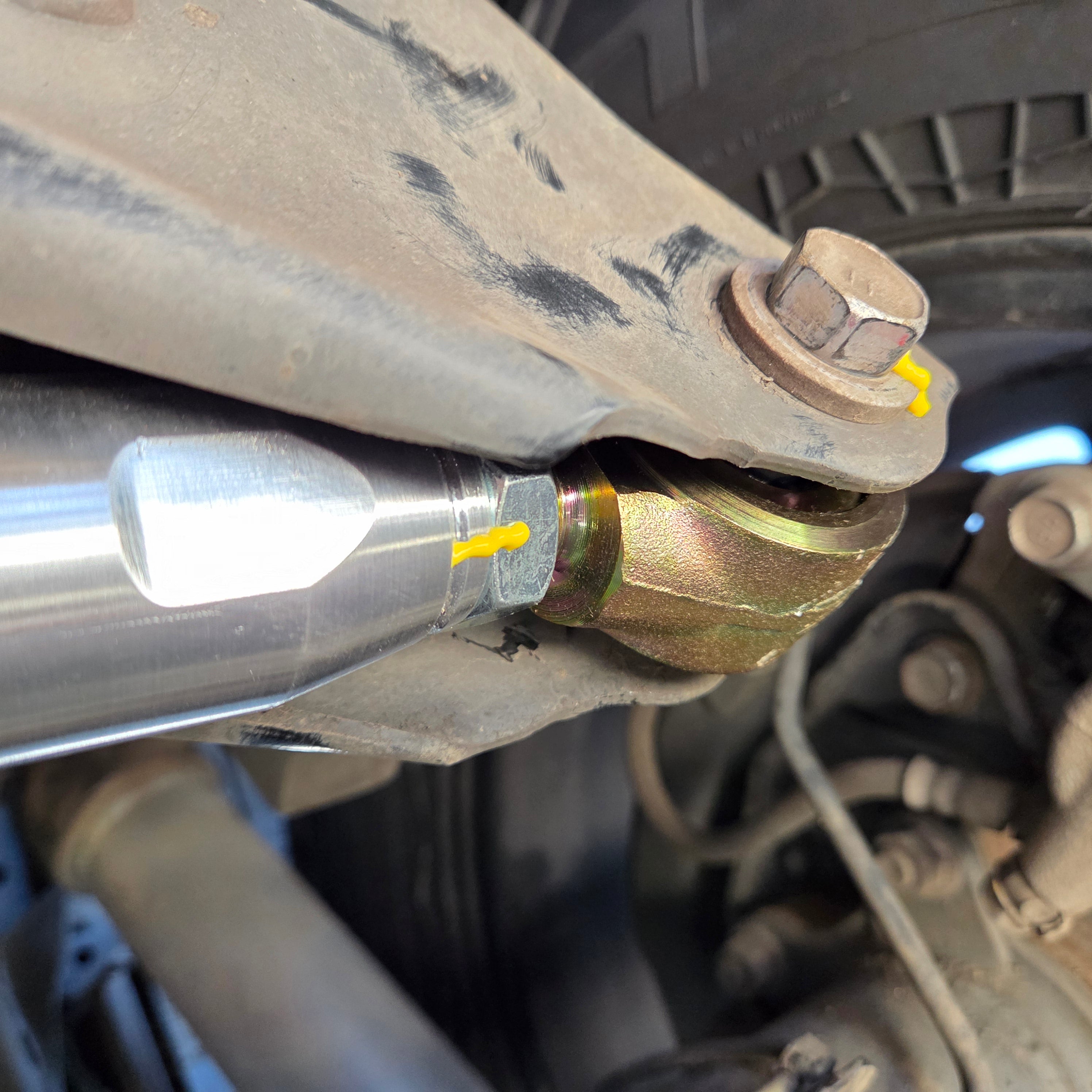 Overland Custom Design Panhard Bar for 96+ Toyota 4Runner, FJ Cruiser, GX, showing the durable metal construction and mounting points