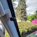 Overland Custom Design A-Pillar grab handle mount installed on vehicle interior for secure handhold and support.