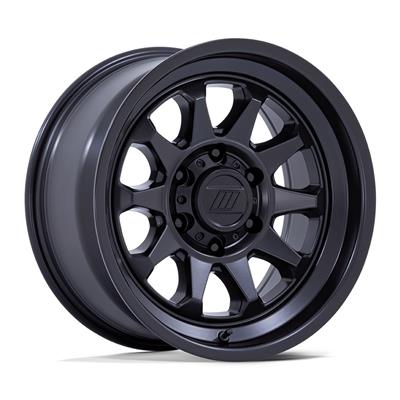 Matte black Pro Comp PA203 Beacon wheels with Vinyasa Automotive logo, featuring a sleek, durable alloy design for off-road vehicles.